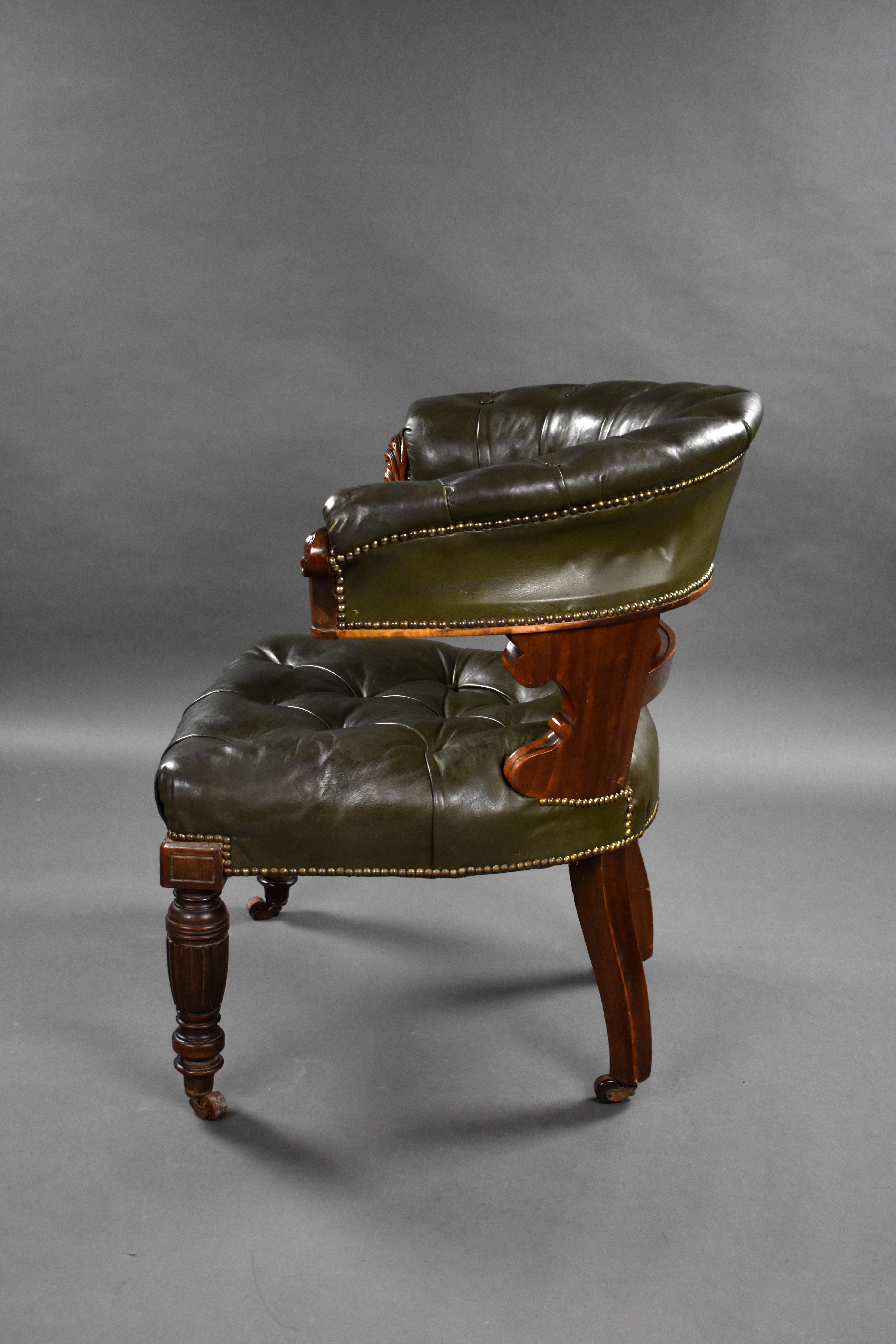 Englischer William IV.-Lederstuhl aus dem 19. Jahrhundert im Angebot 2