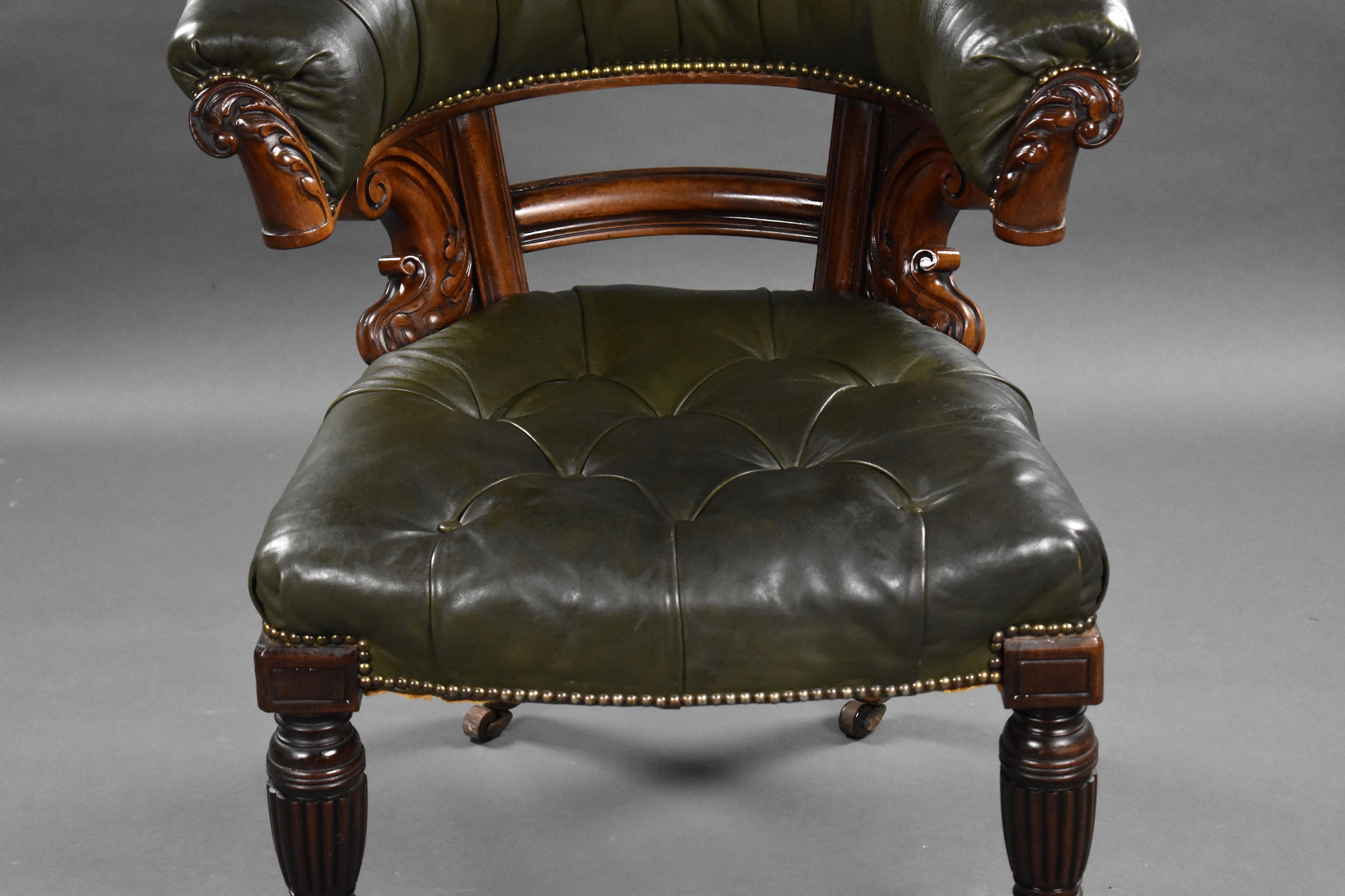 Englischer William IV.-Lederstuhl aus dem 19. Jahrhundert im Angebot 4
