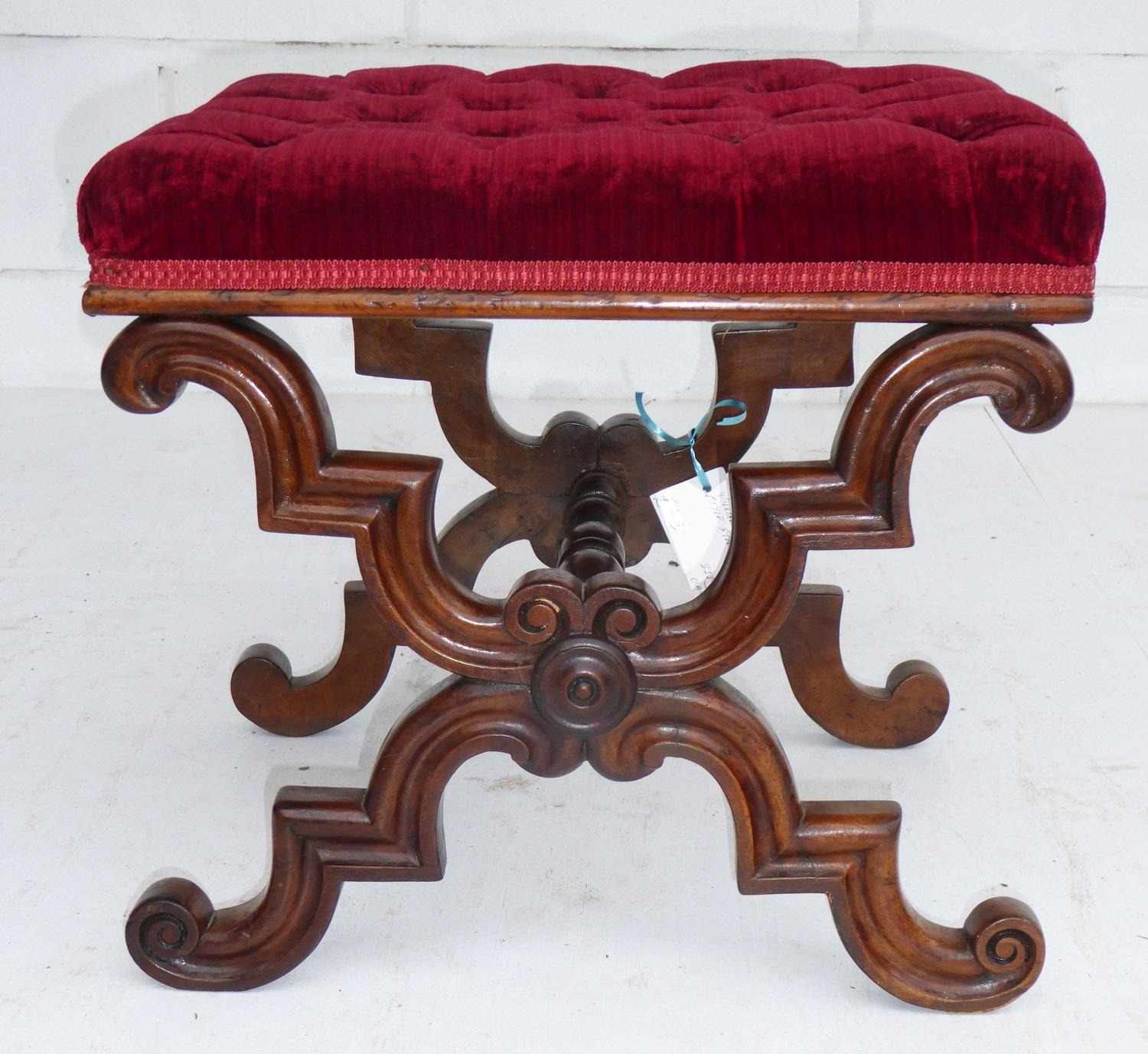 19th Century English William IV Mahogany Foot Stool In Good Condition In Chelmsford, Essex