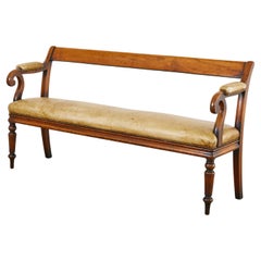 19th Century English William IV Mahogany Leather Bench Seat