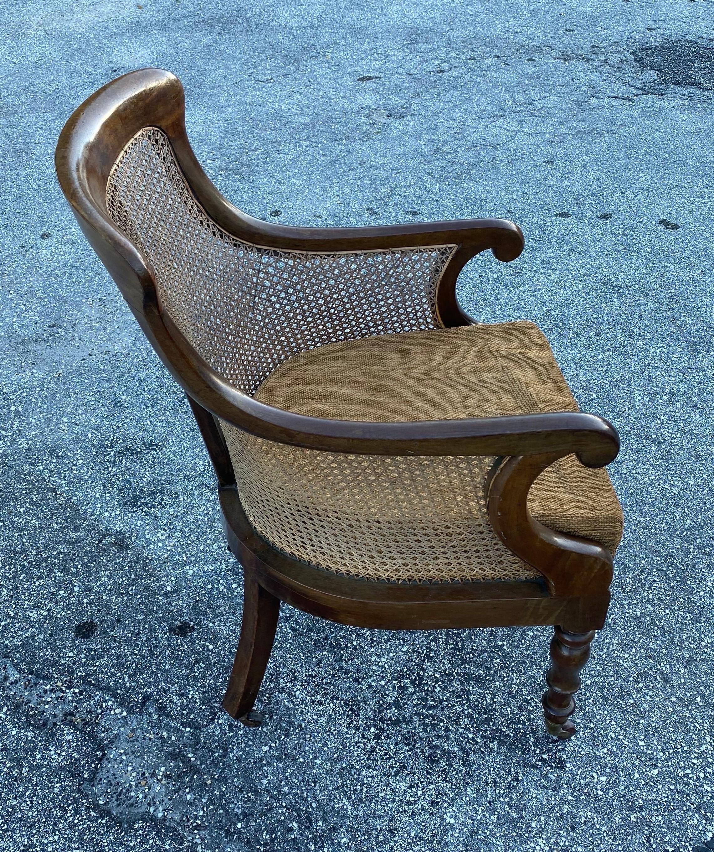19th Century English William IV Mahogany Library Chair In Good Condition In Charleston, SC