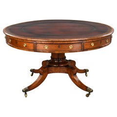 19th Century English William IV Oak Drum Table