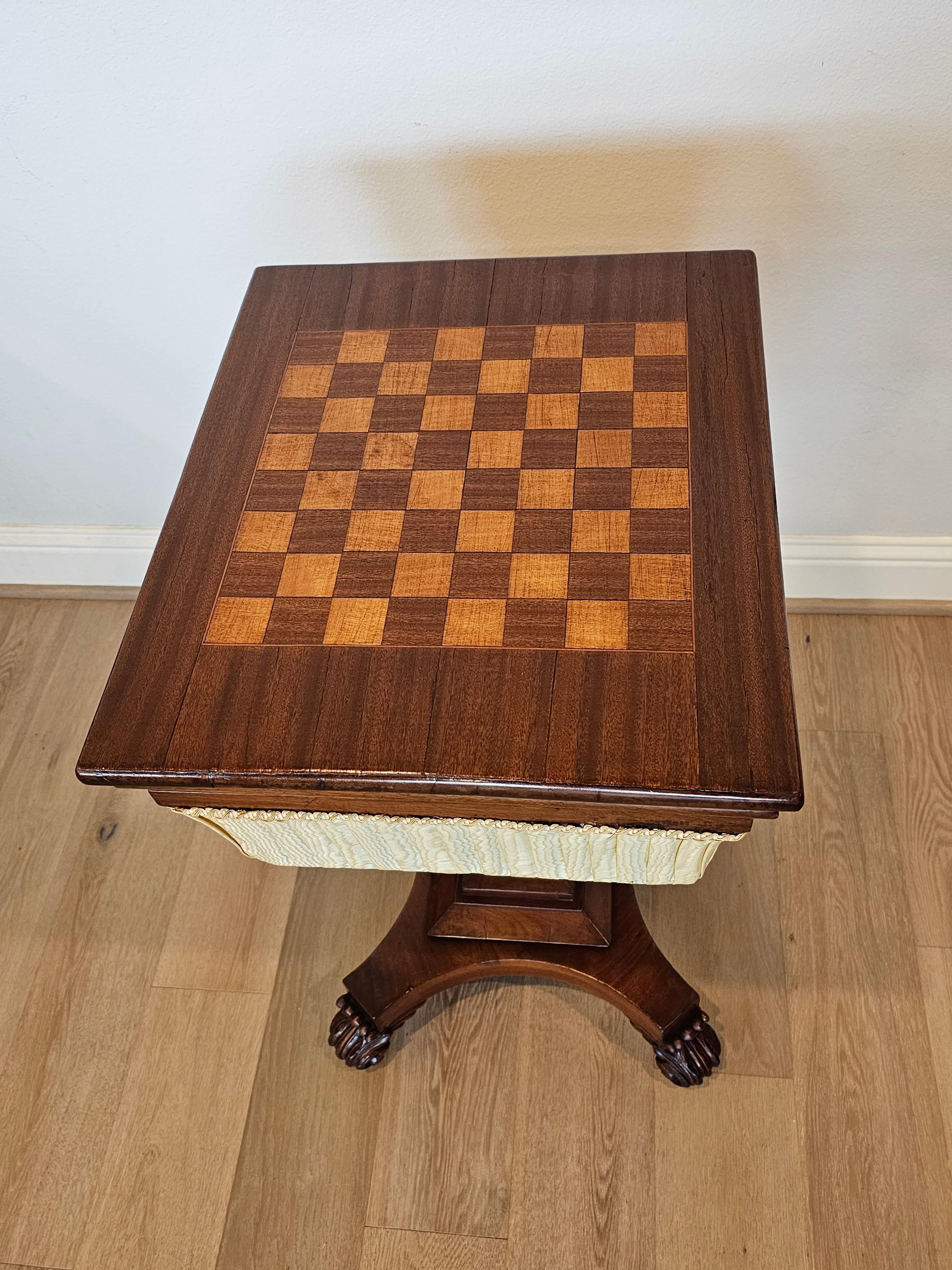 19th Century English William IV Period Mahogany Games Table Sewing Stand  For Sale 8