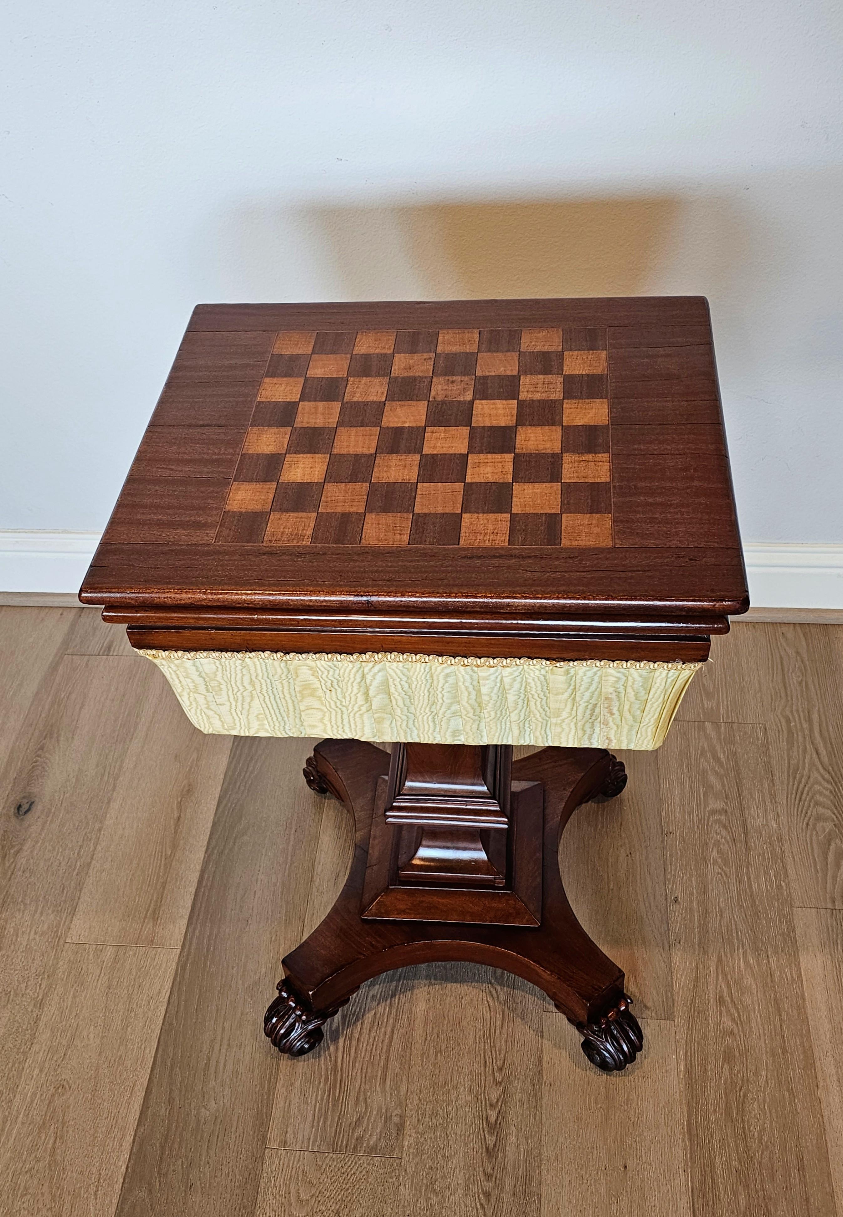 19th Century English William IV Period Mahogany Games Table Sewing Stand  For Sale 11