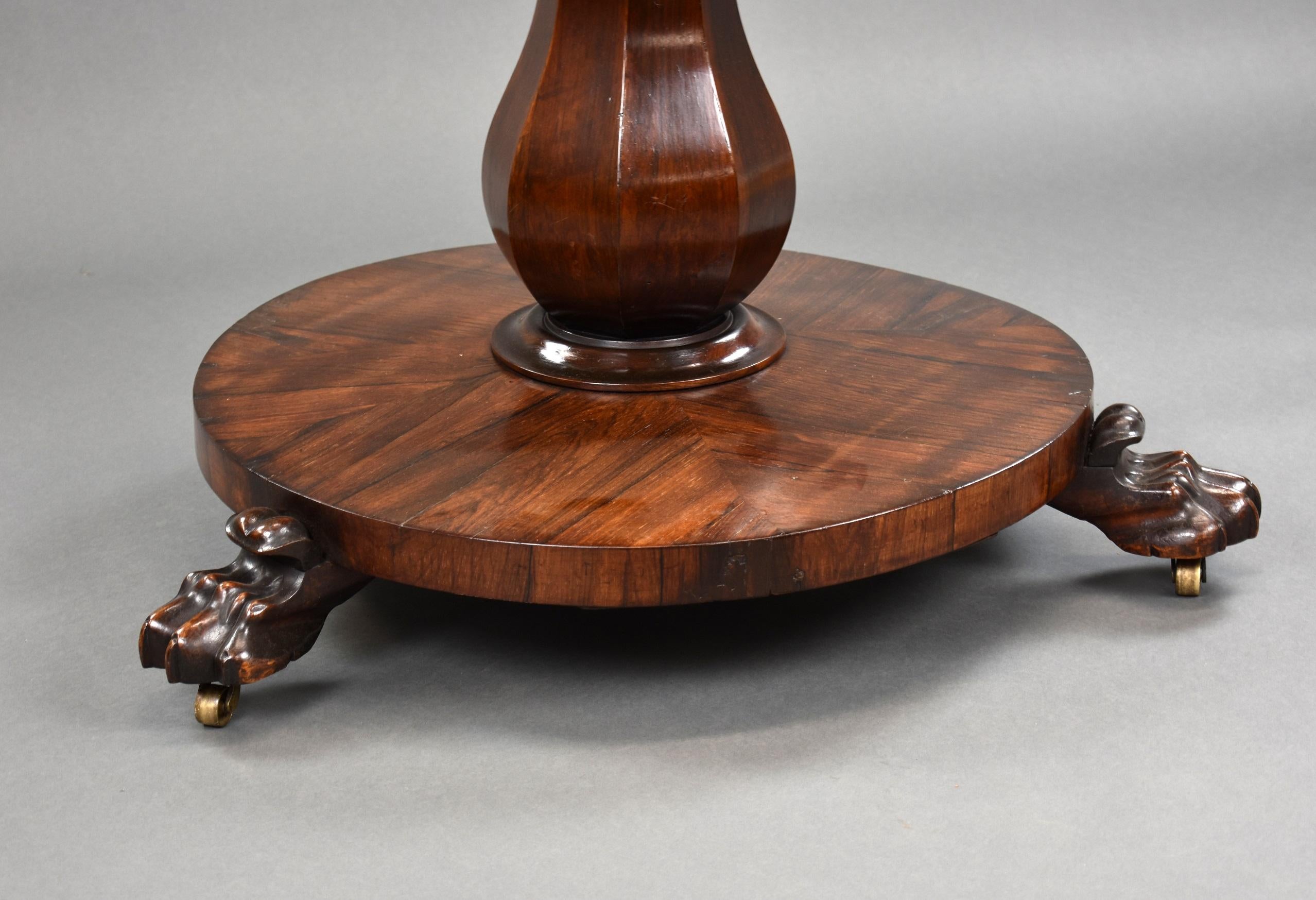 19th Century English William IV Rosewood Circular Breakfast Table 2