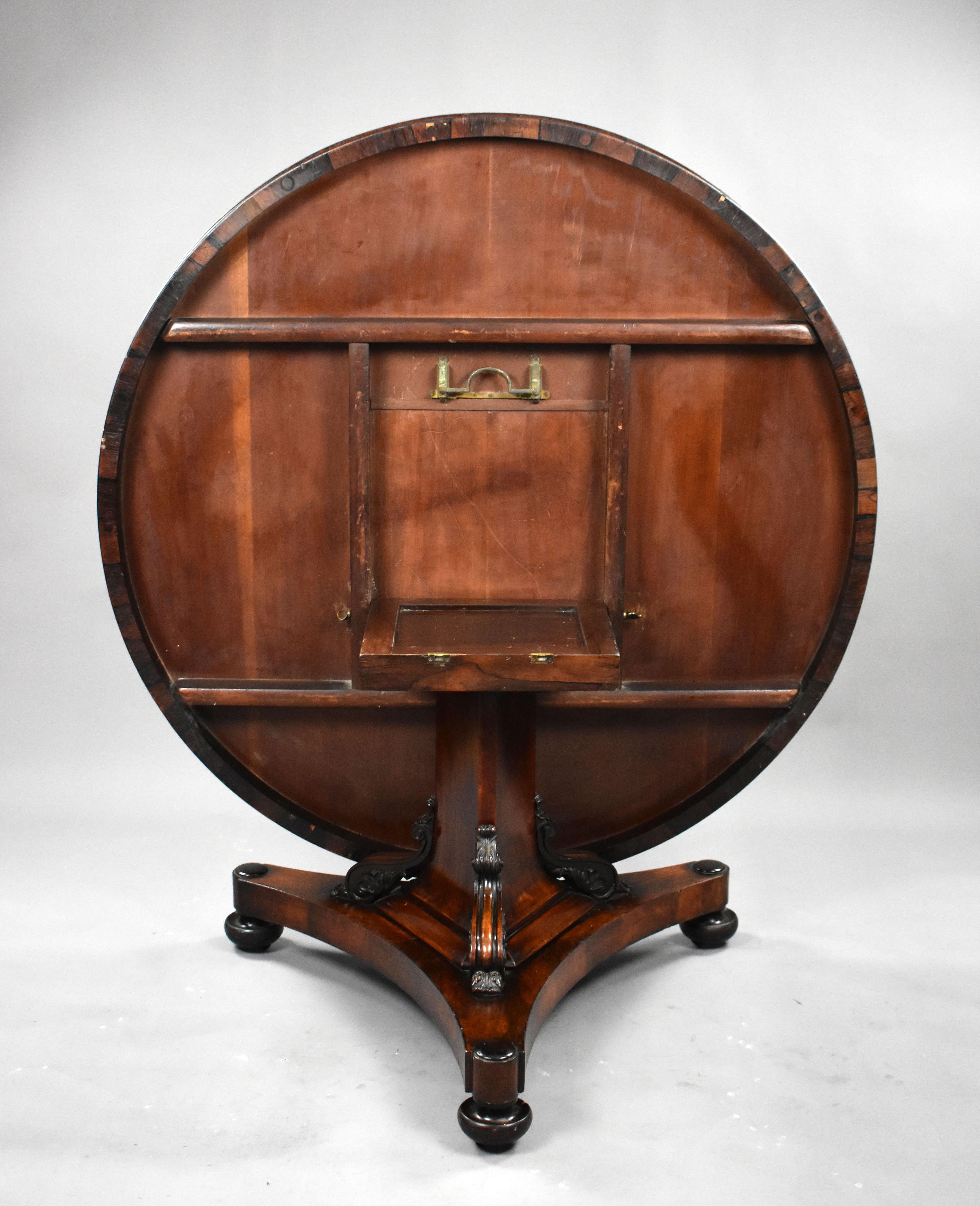 19th Century English William IV Rosewood Circular Dining Table 10