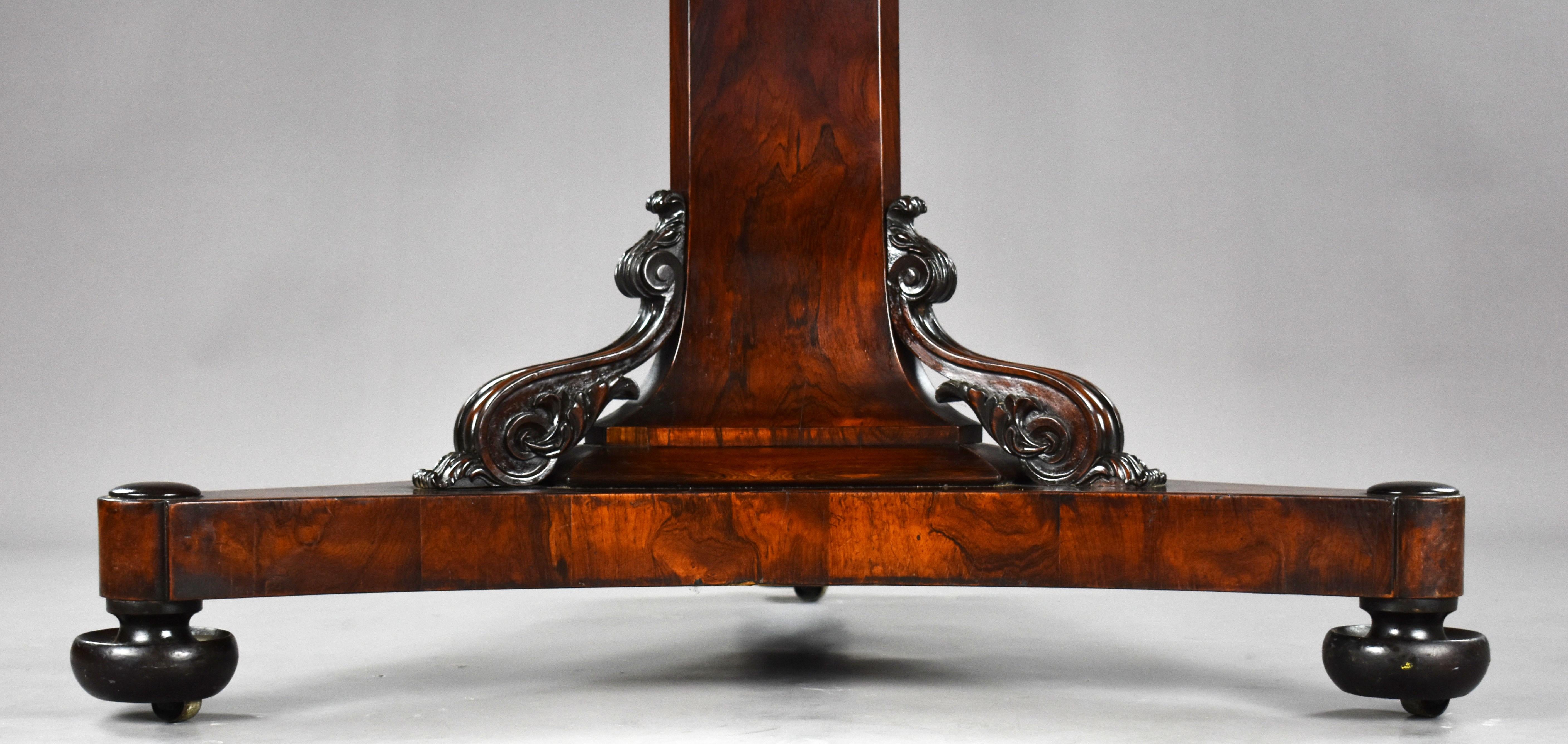 19th Century English William IV Rosewood Circular Dining Table 6