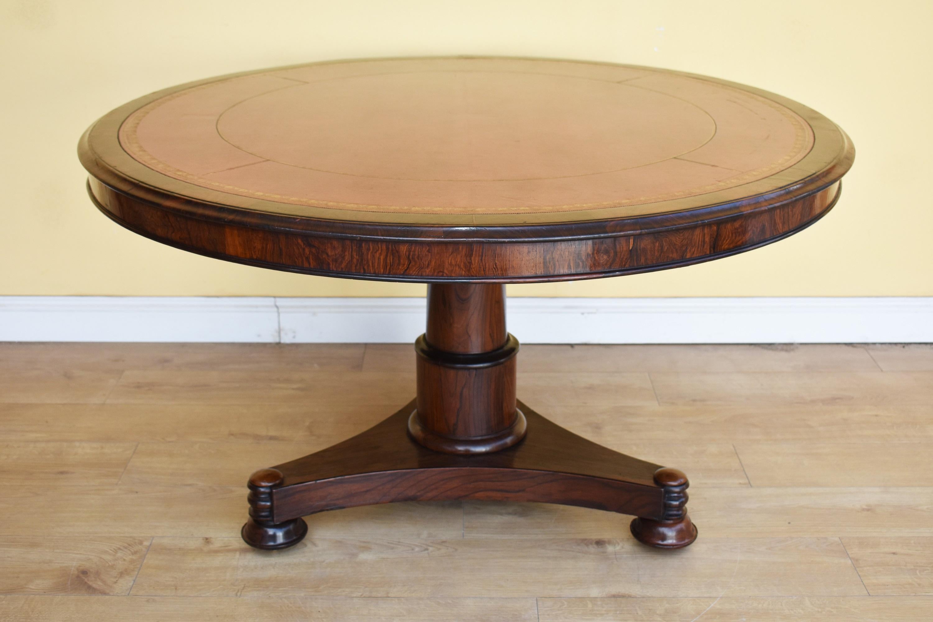 19th Century English William IV Rosewood Circular Library Table In Good Condition In Chelmsford, Essex