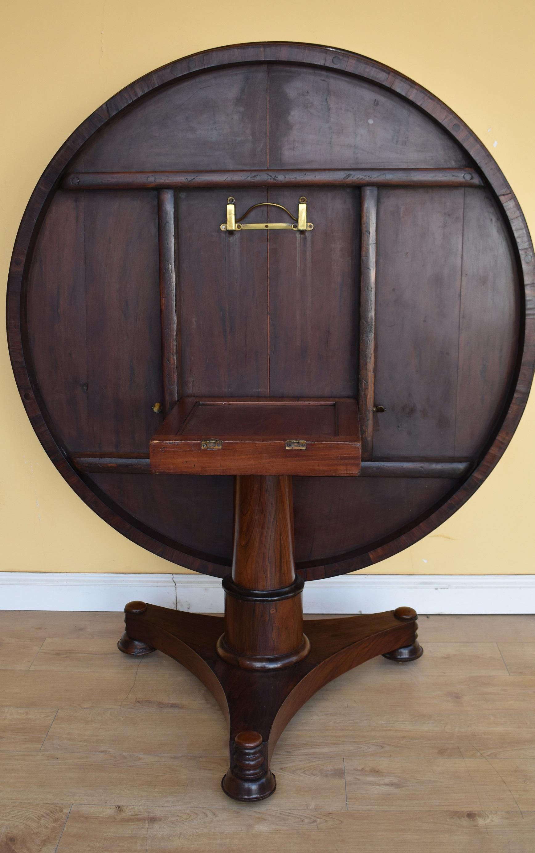 19th Century English William IV Rosewood Circular Library Table 3