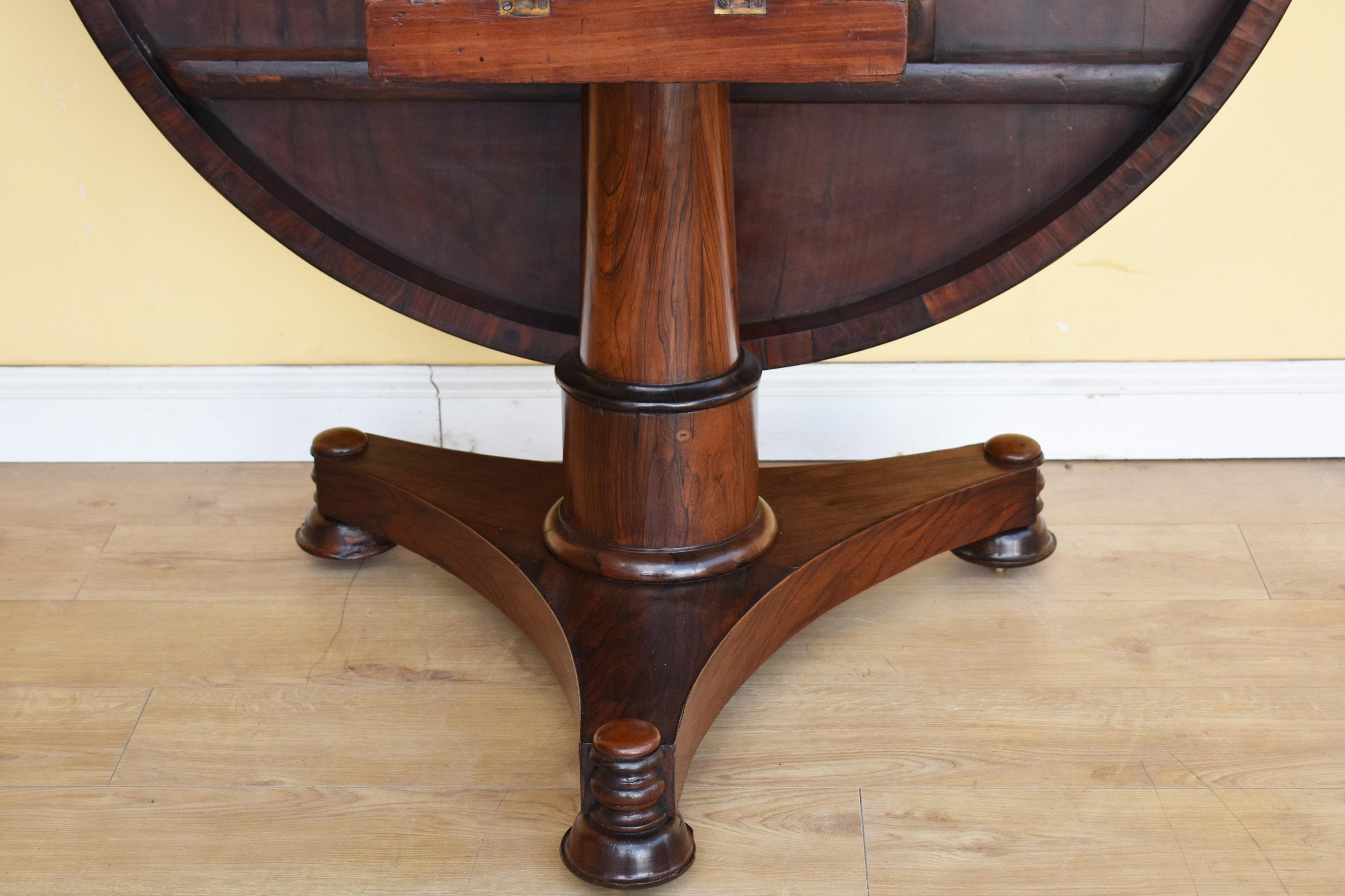 19th Century English William IV Rosewood Circular Library Table 4
