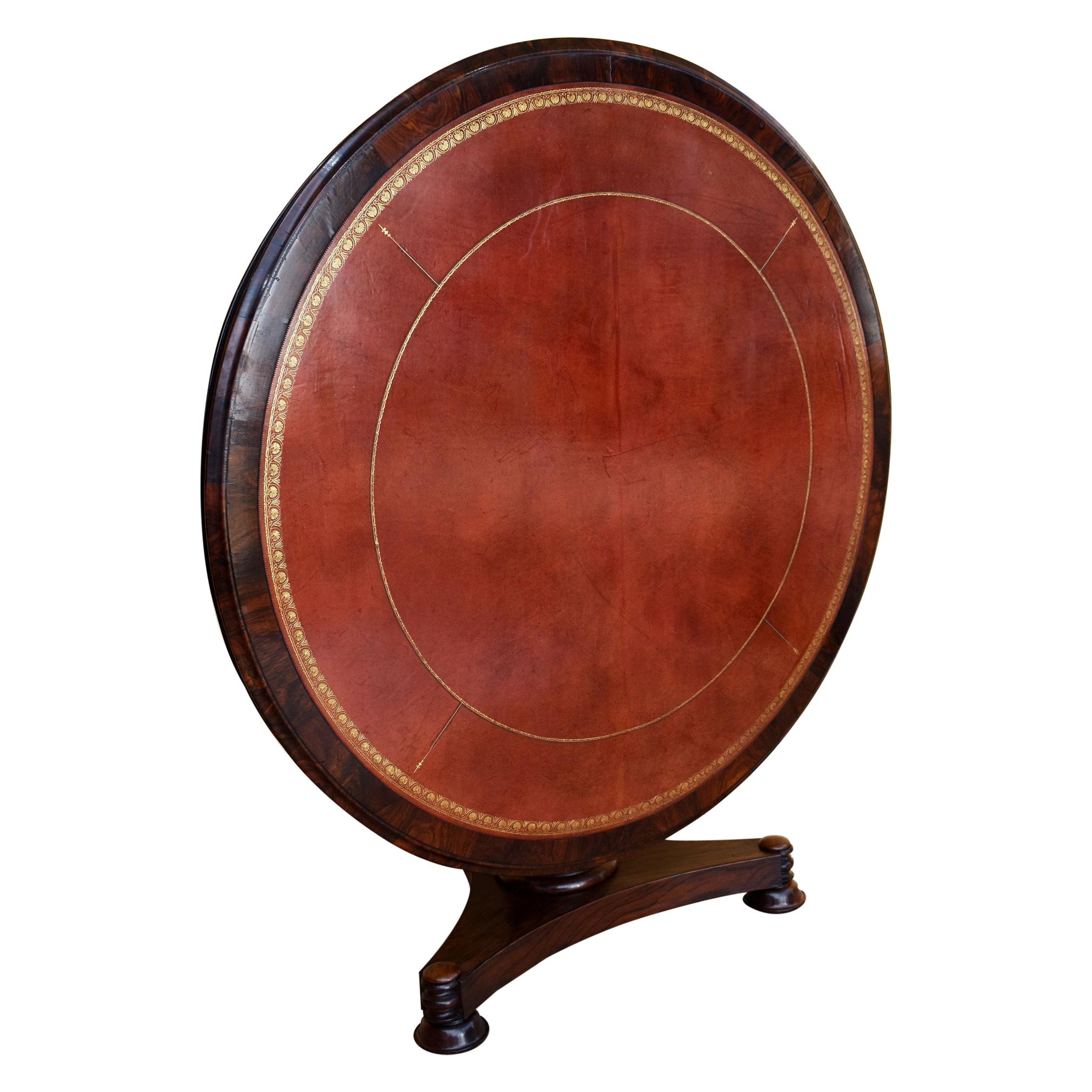 19th Century English William IV Rosewood Circular Library Table