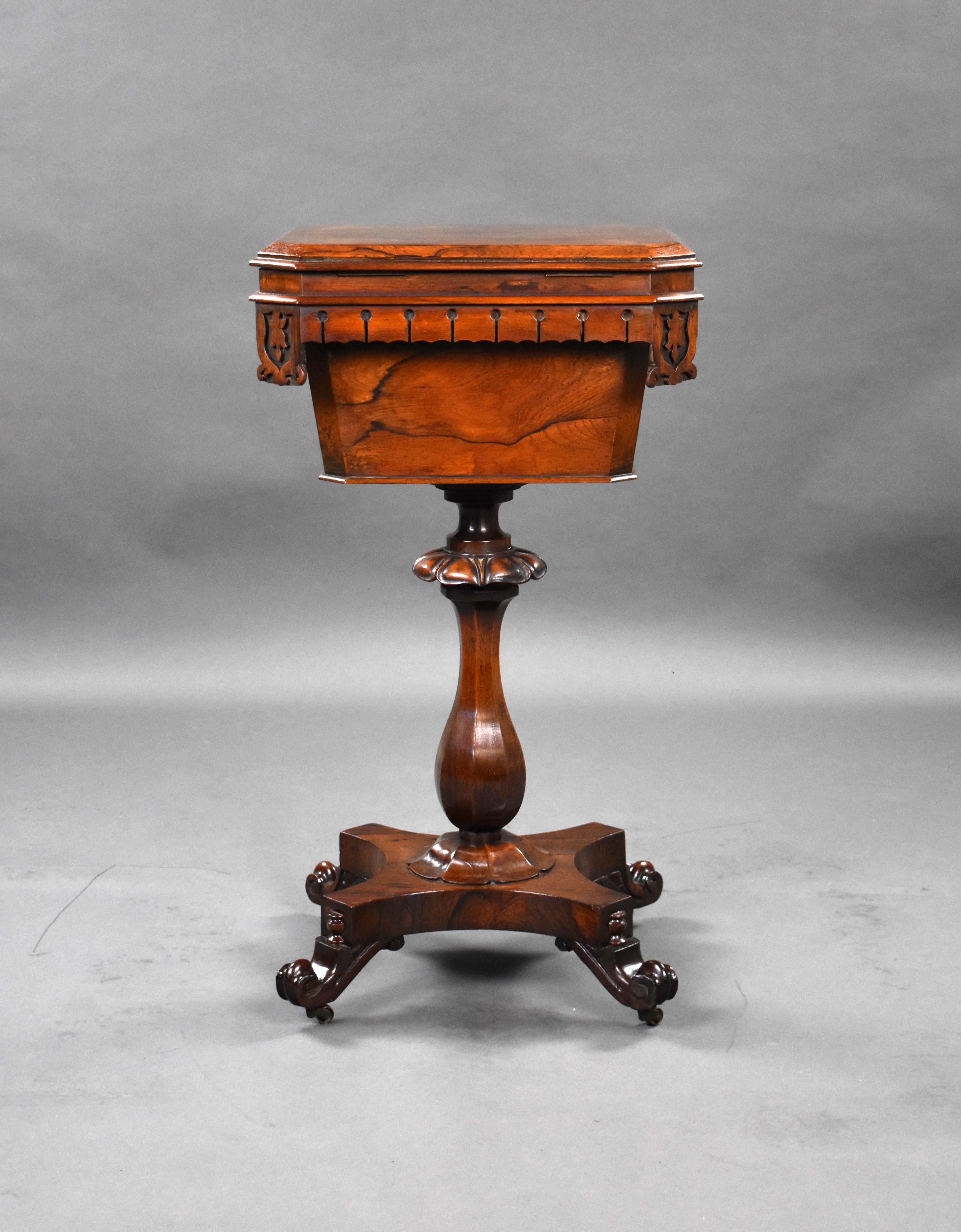 19th Century English William IV Rosewood Tea Poy For Sale 1
