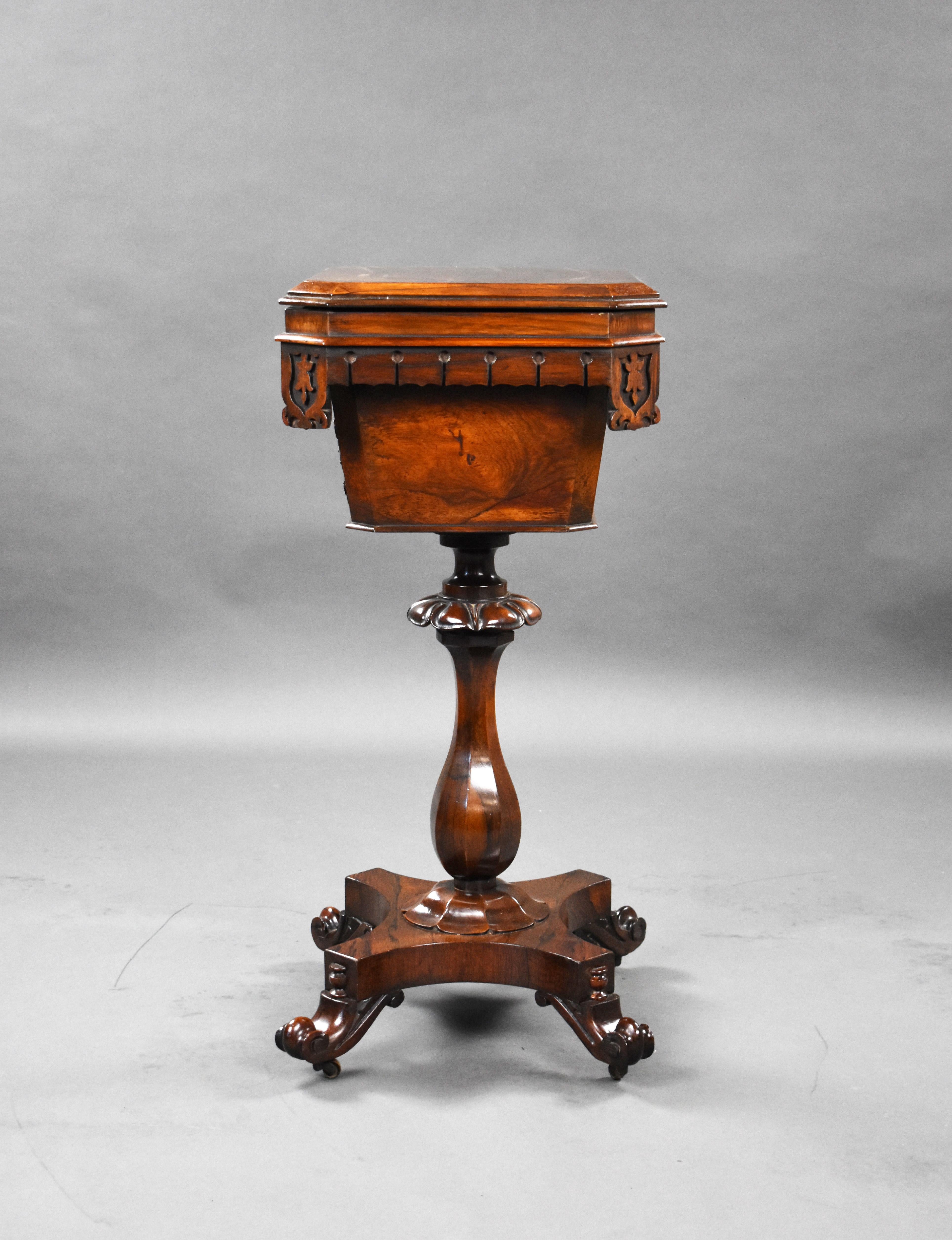 19th Century English William IV Rosewood Tea Poy For Sale 2