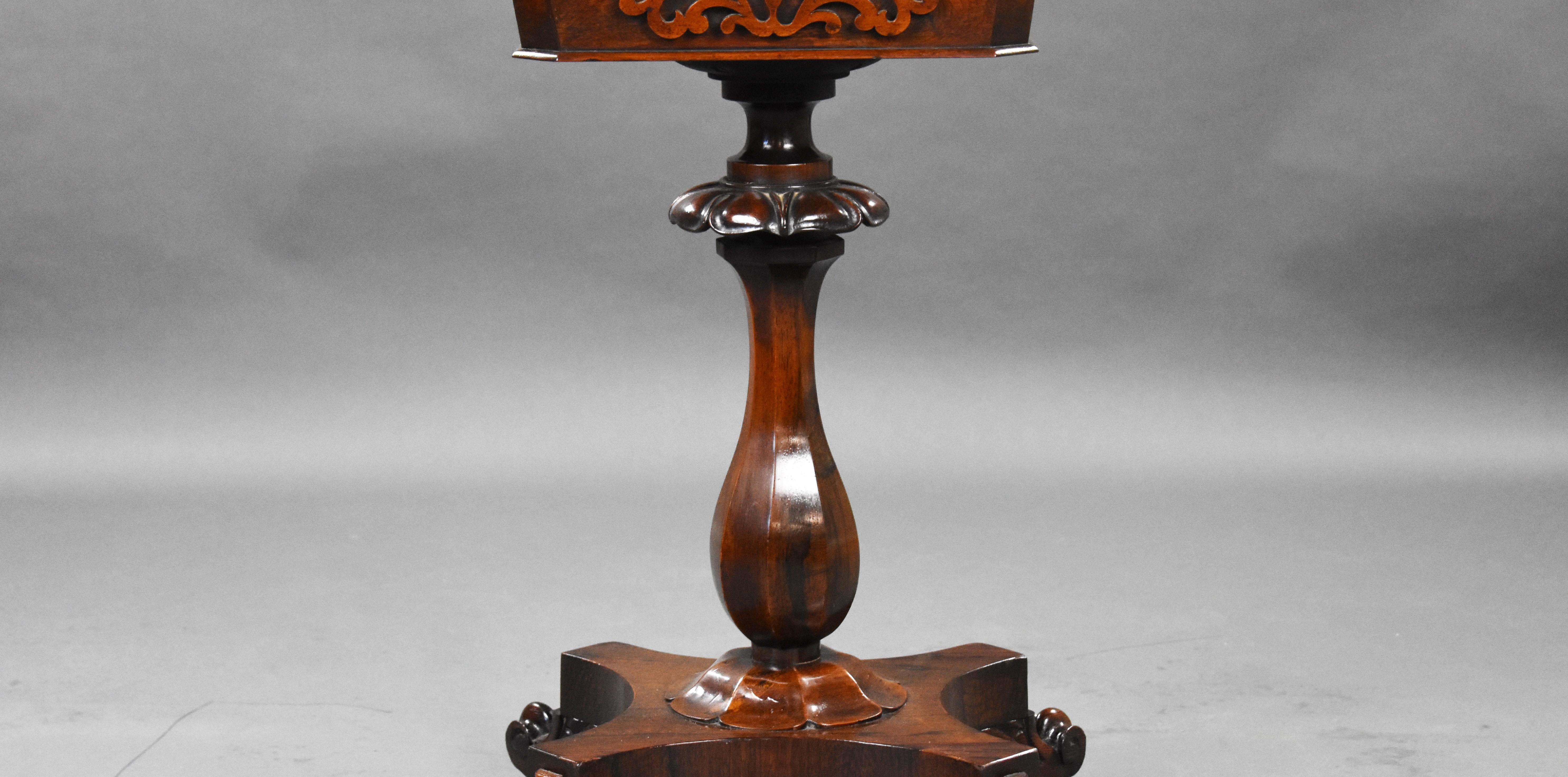 19th Century English William IV Rosewood Tea Poy For Sale 4