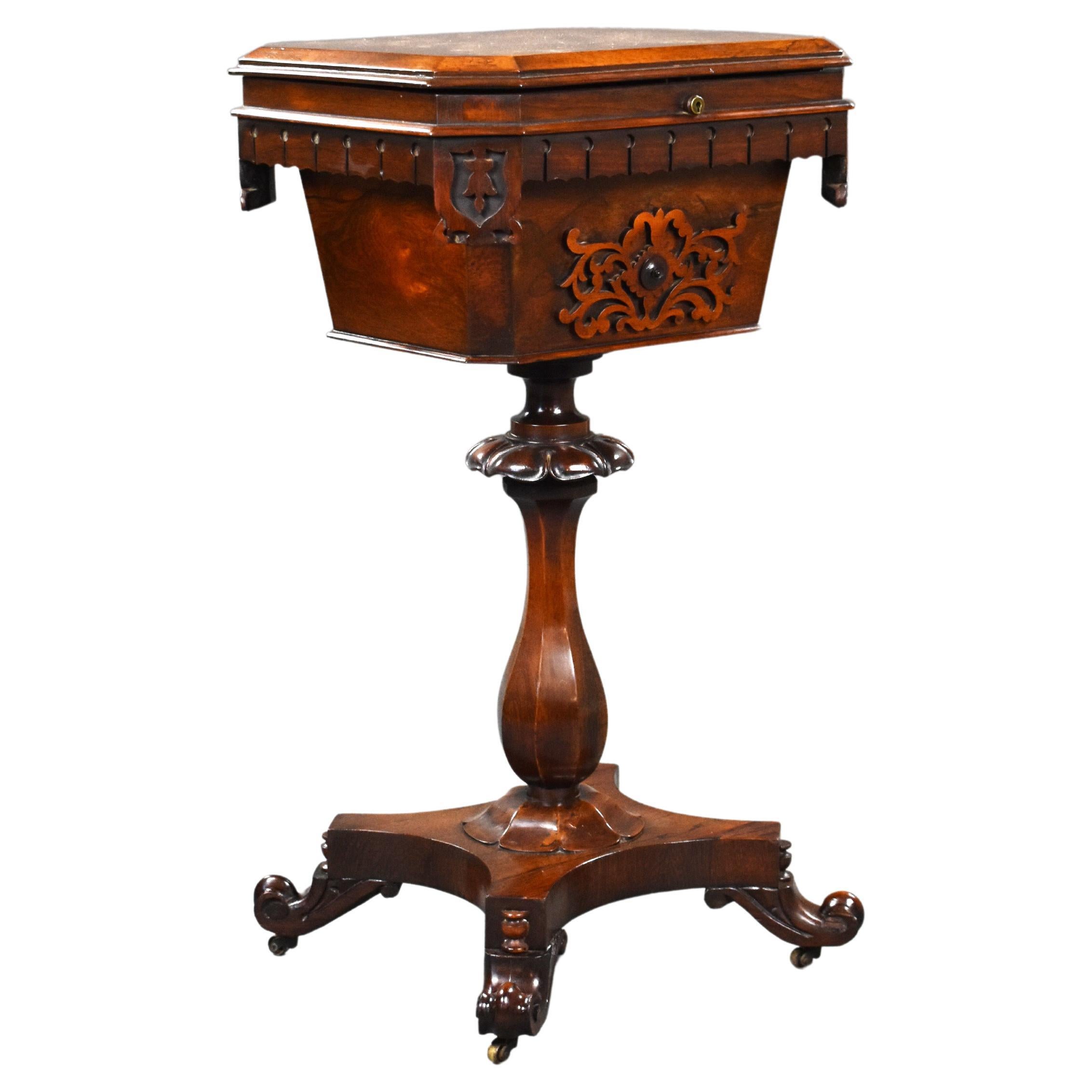 19th Century English William IV Rosewood Tea Poy For Sale