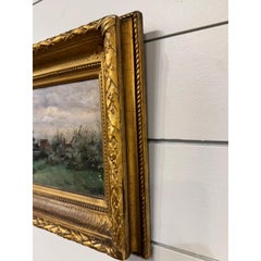 19th Century English Windmill Oil on Canvas