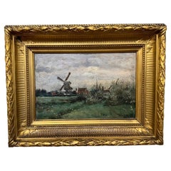 Englische Windmühle aus dem 19. Jahrhundert Öl auf Leinwand