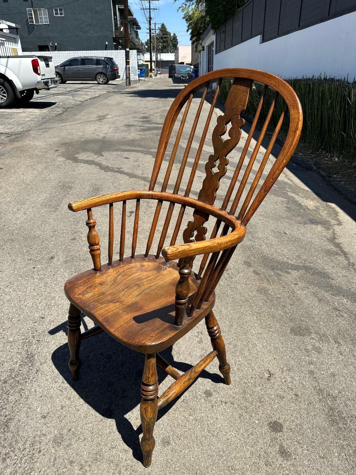 19th Century English Windsor Chair. Elm Wood. Very Nice Patina. Shows Wonderful Age.