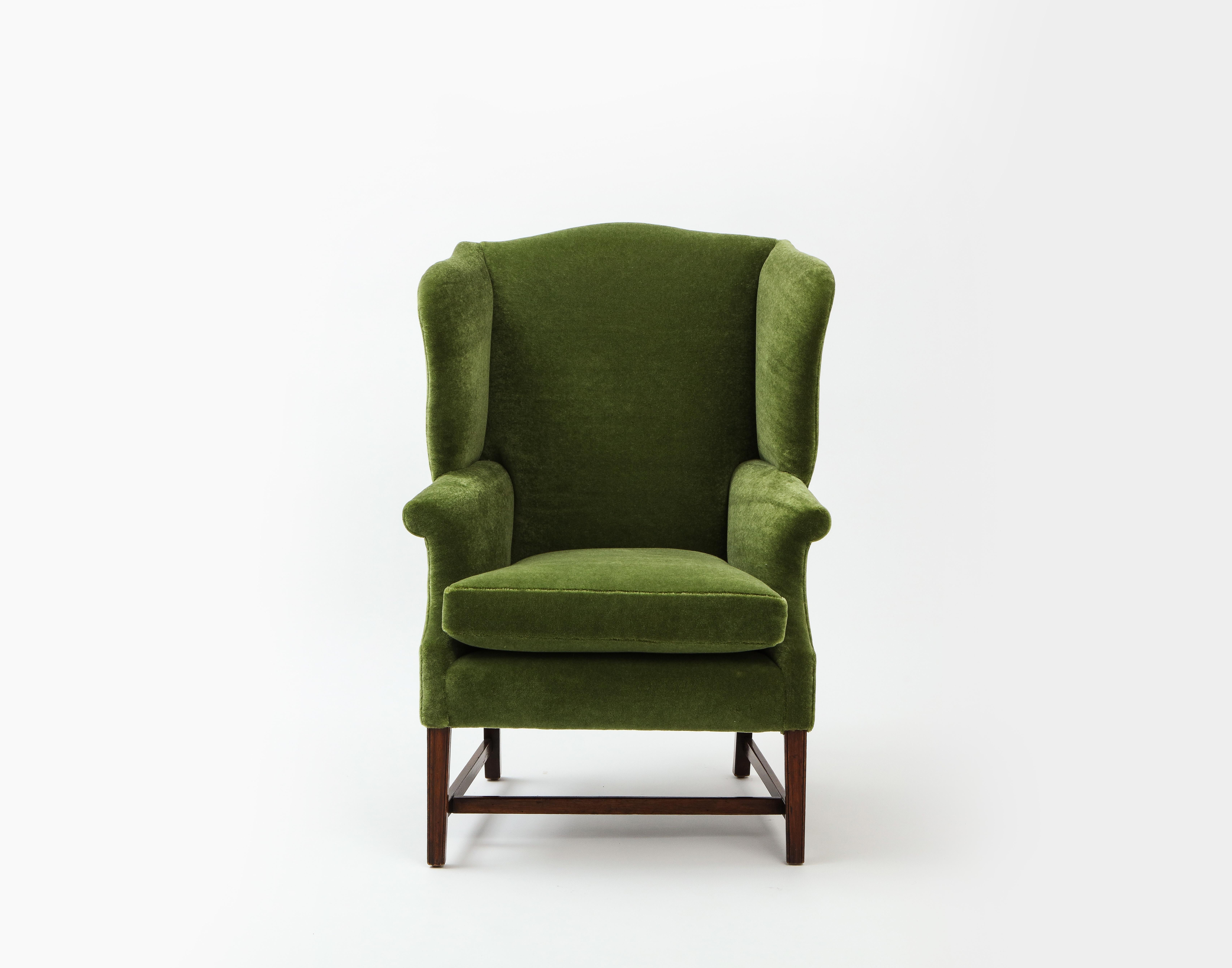 green wingback chair