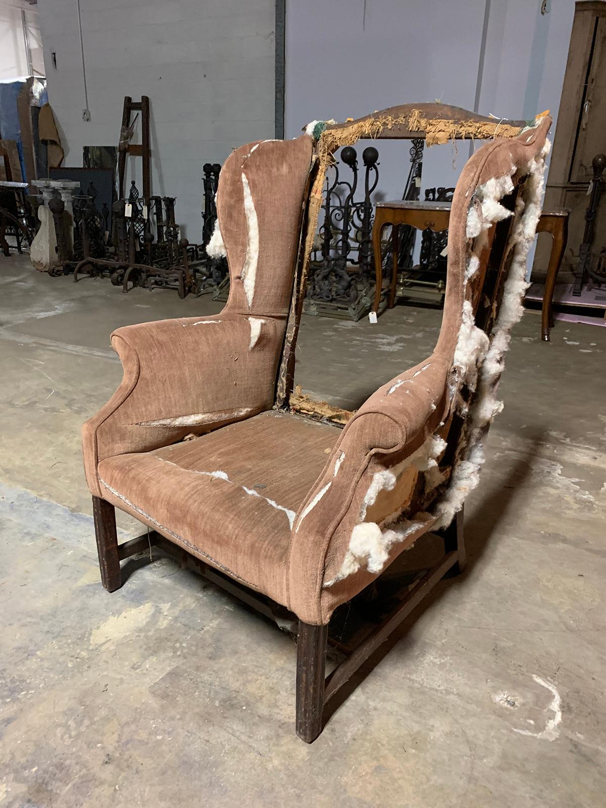 19th Century English Wingback Chair In Good Condition In Atlanta, GA