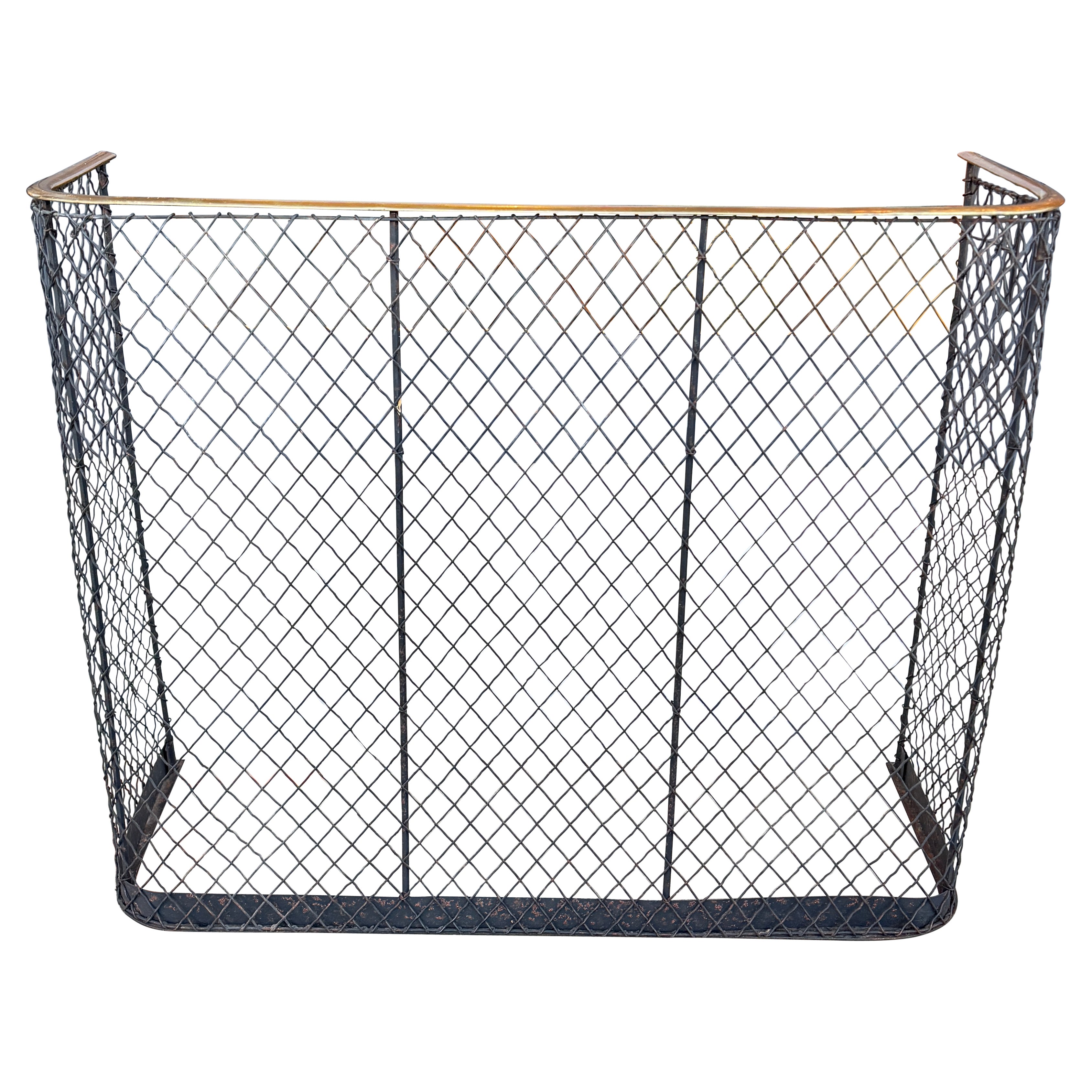 Parafango da nursery inglese in filo e ottone, XIX secolo