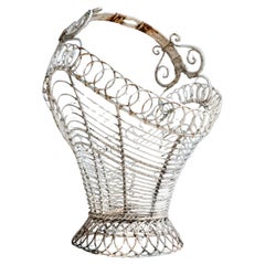 19th Century English Wirework Basket Planter