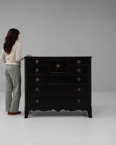 19th Century English Wood Black Patinated Chest Of Drawers