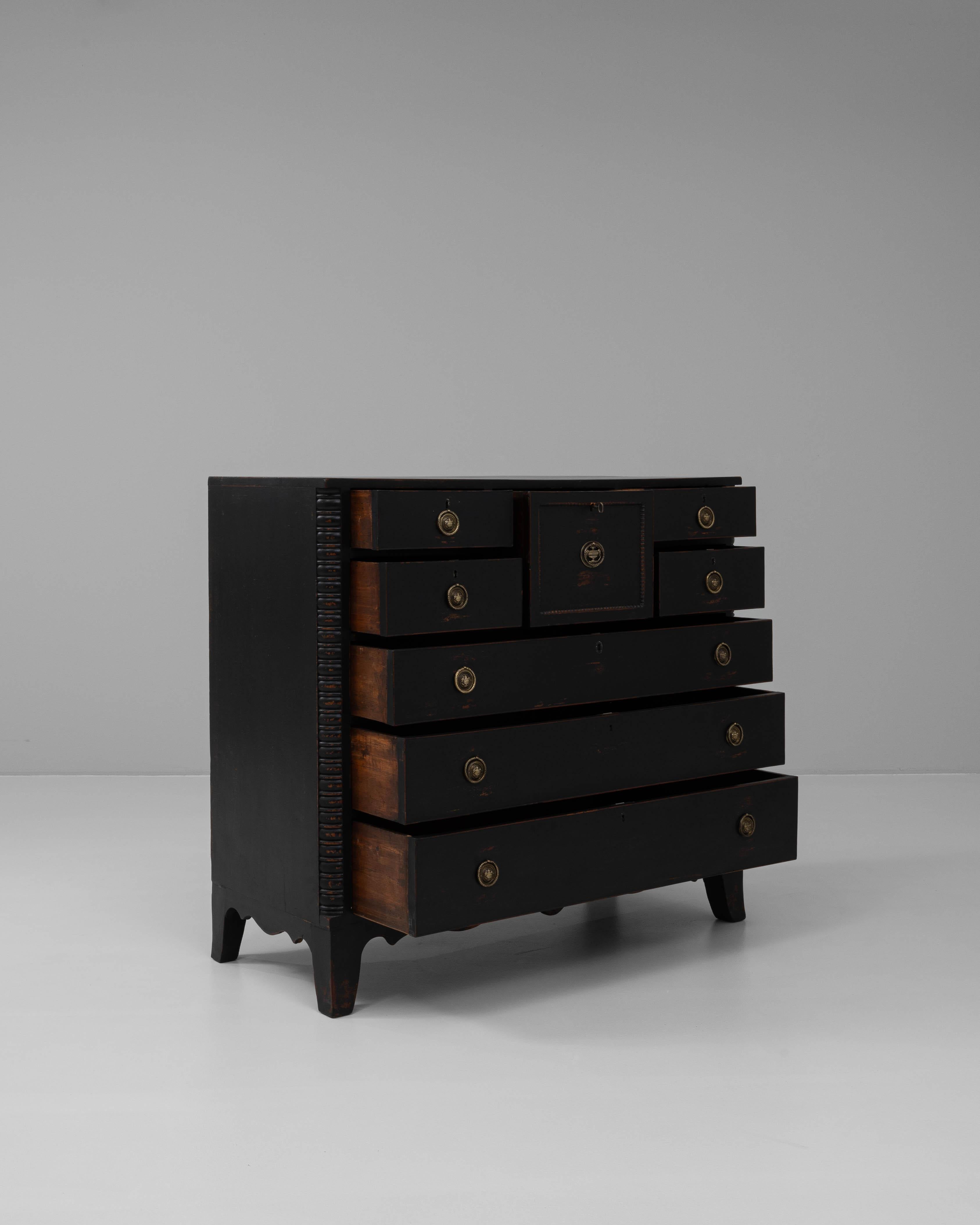 19th Century English Wood Black Patinated Chest Of Drawers In Good Condition In High Point, NC