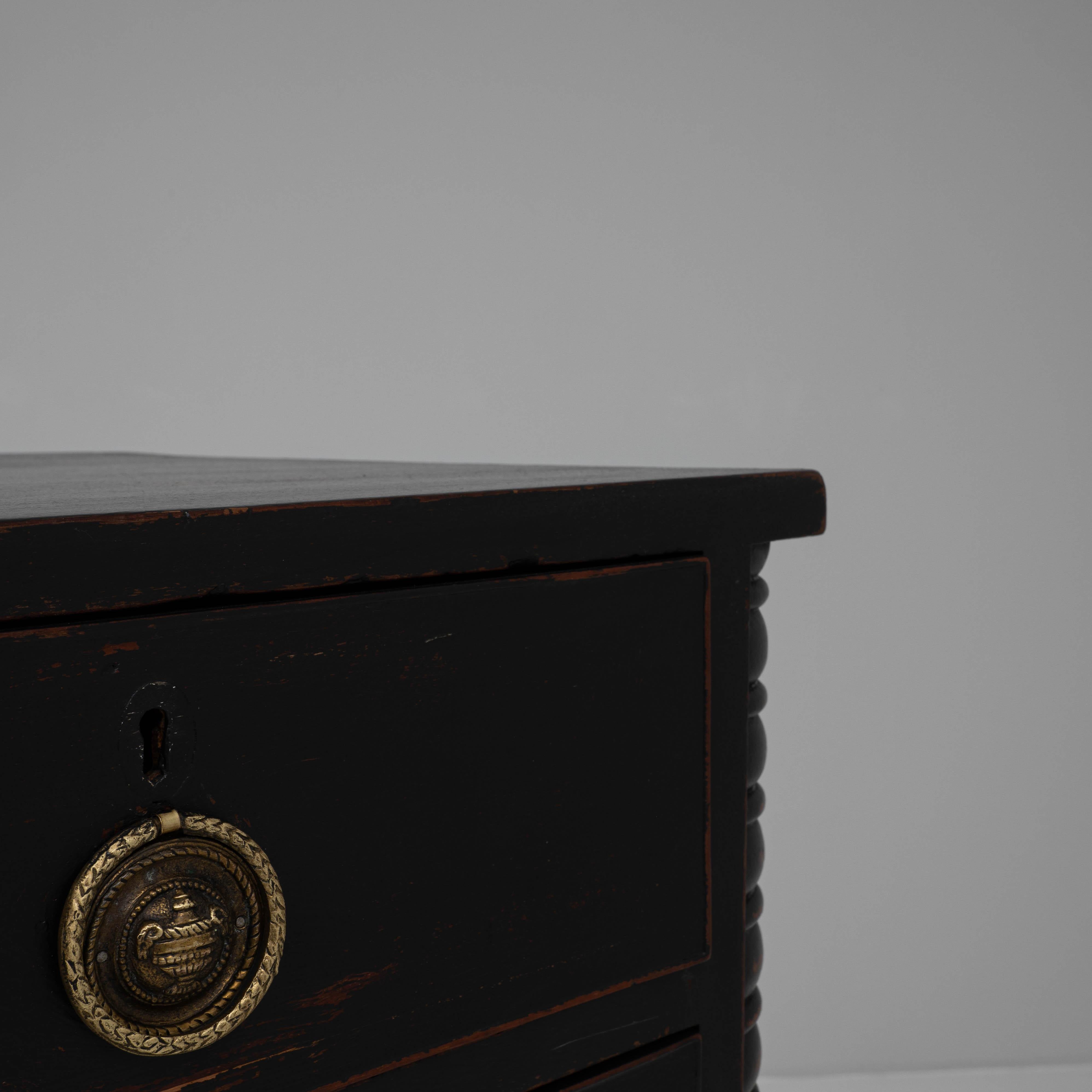 19th Century English Wood Black Patinated Chest Of Drawers 5