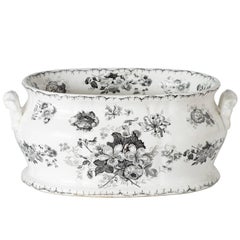 19th Century English Woodbine Pattern Transferware Foot-Tub