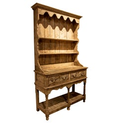 19th Century English Wooden Chest, Drawers, Shelves with decorative skirt on Top