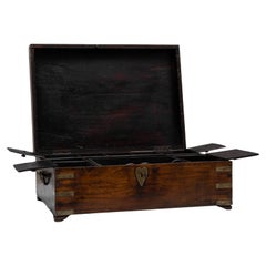 Antique 19th Century English Wooden Keepsake Box With Heart Escutcheon