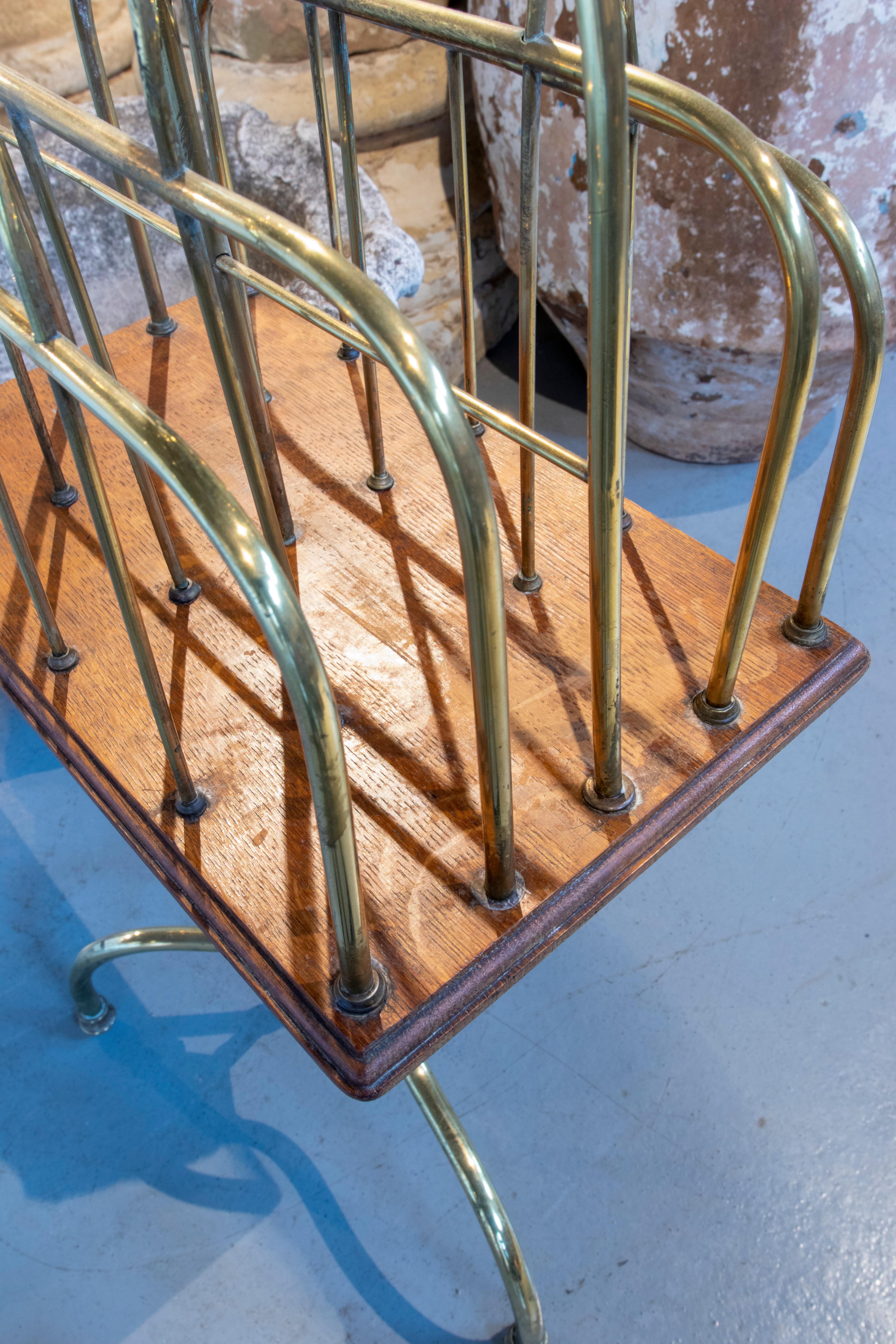 19th Century English Wooden Magazine Rack of Bronze and Wood For Sale 9