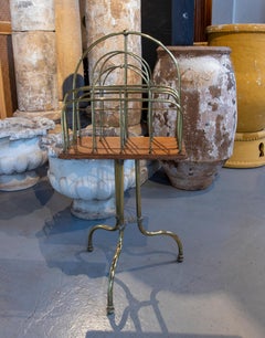 19th Century English Wooden Magazine Rack of Bronze and Wood