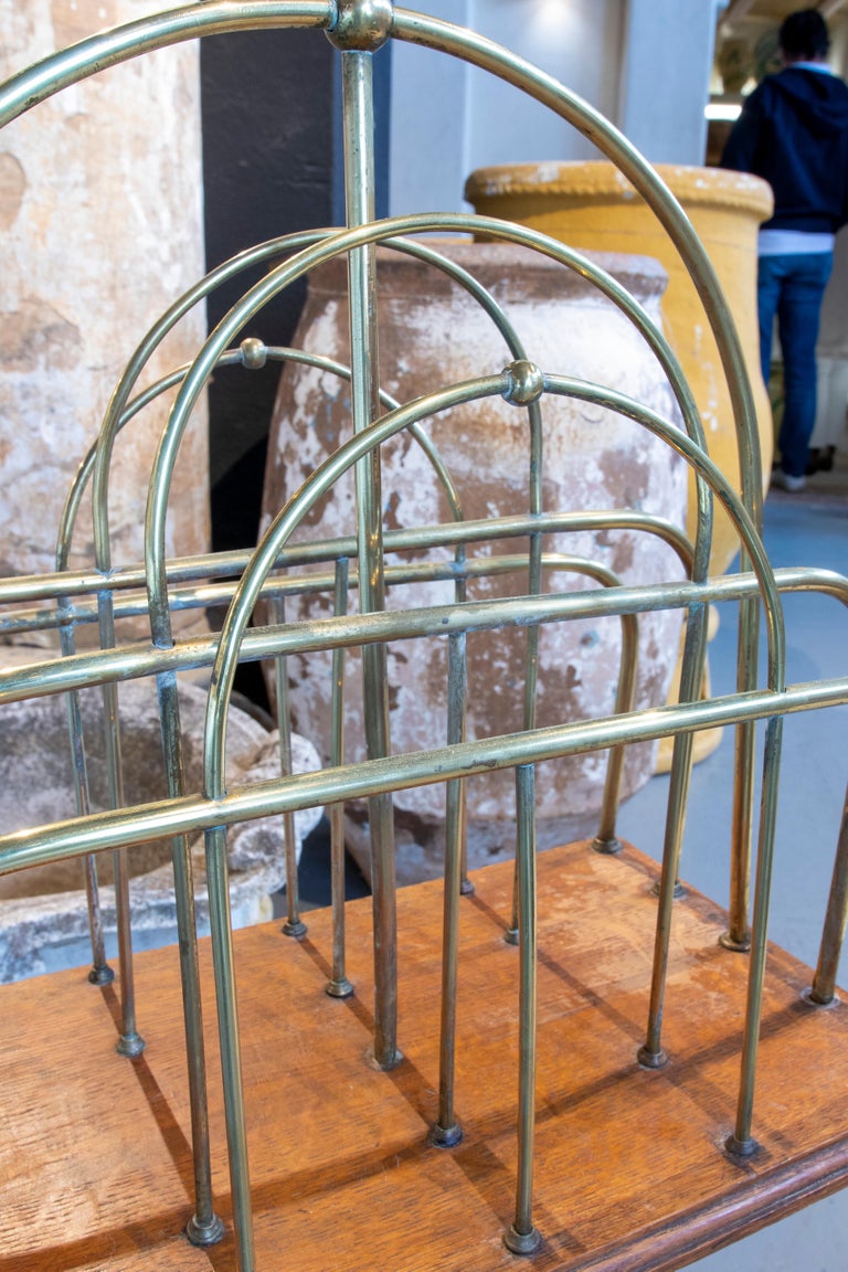 19th Century English Wooden Magazine Rack of Bronze and Wood For Sale ...