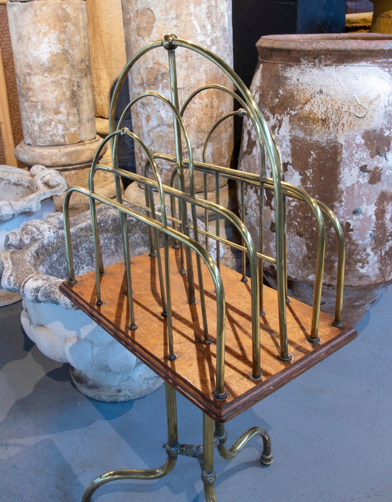 19th Century English Wooden Magazine Rack of Bronze and Wood For Sale ...