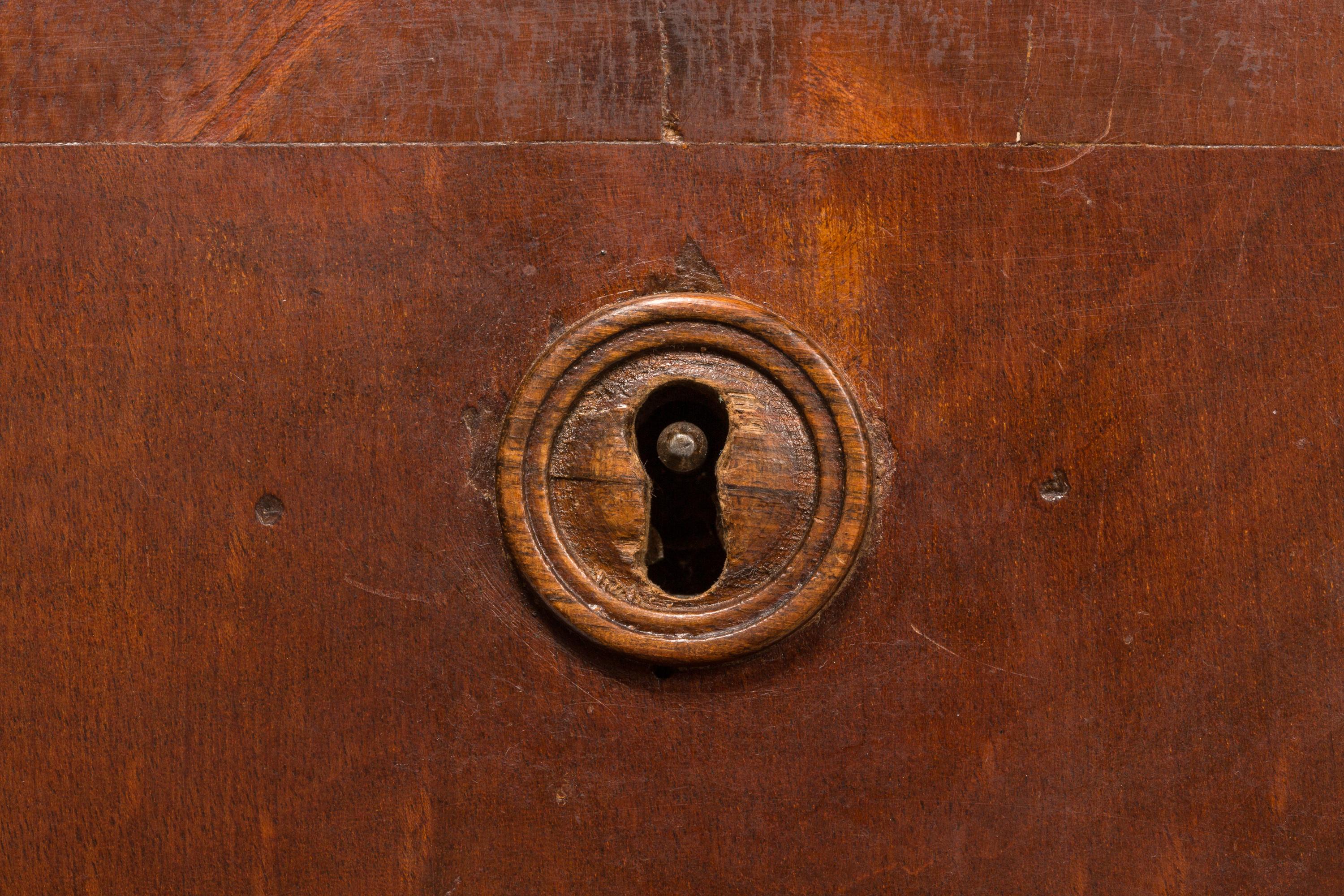 19th Century English Writing Desk, Partner Style, Leather Top, Wood Grain Veneer For Sale 5