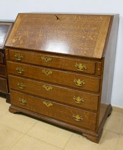 19th Century English Writing Desk with Drawers and Hinged Door and Original Hand