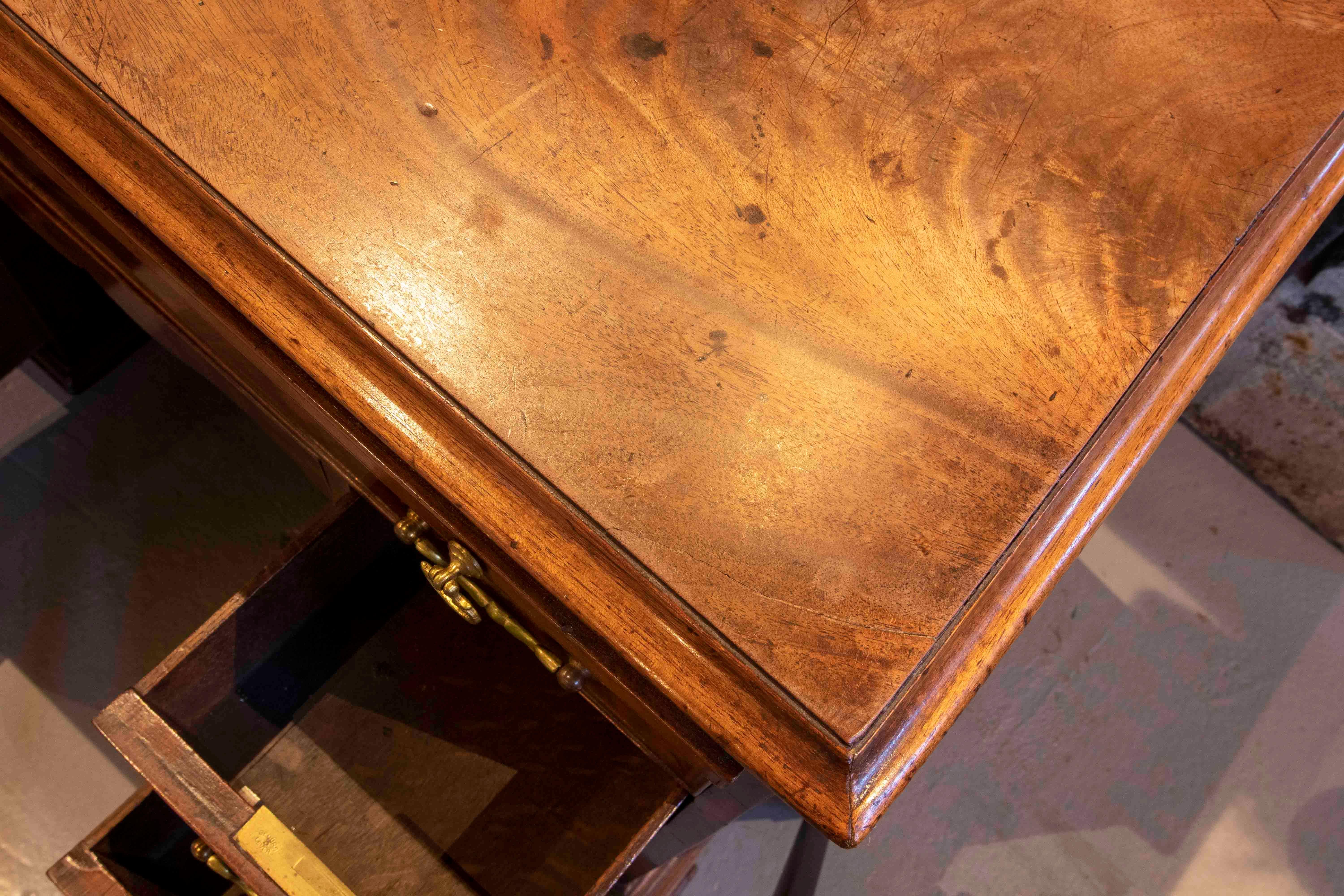 19th Century English Writing Desk with Drawers and Original Bronze Fittings 7