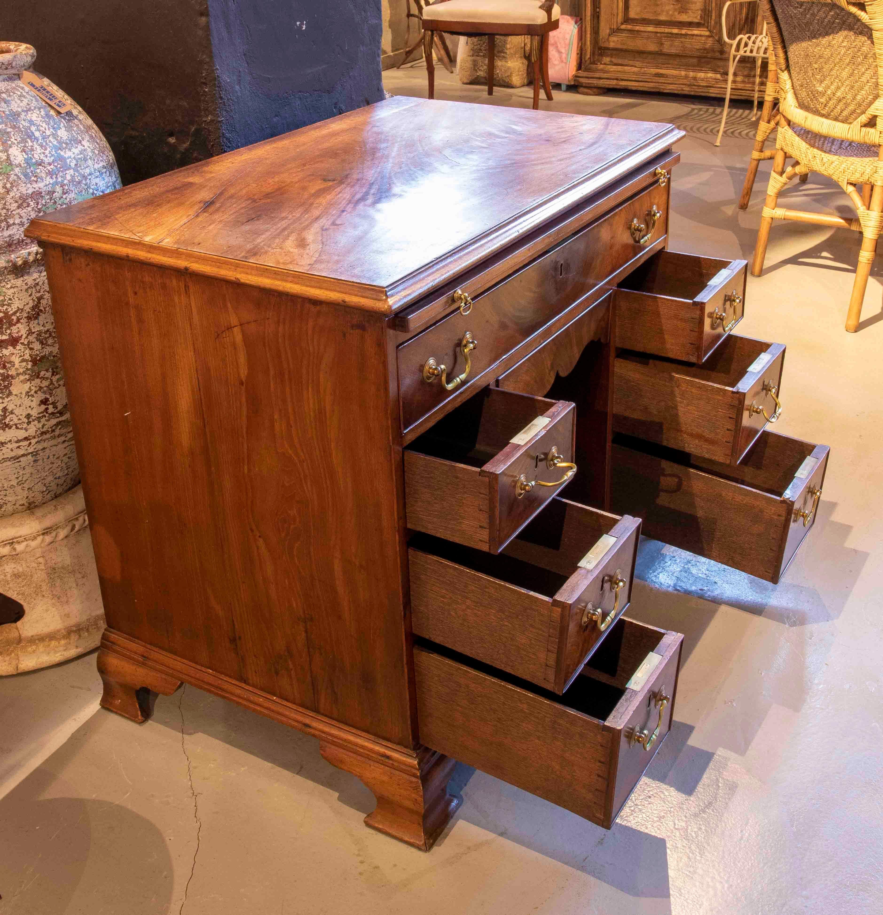 19th Century English Writing Desk with Drawers and Original Bronze Fittings 10