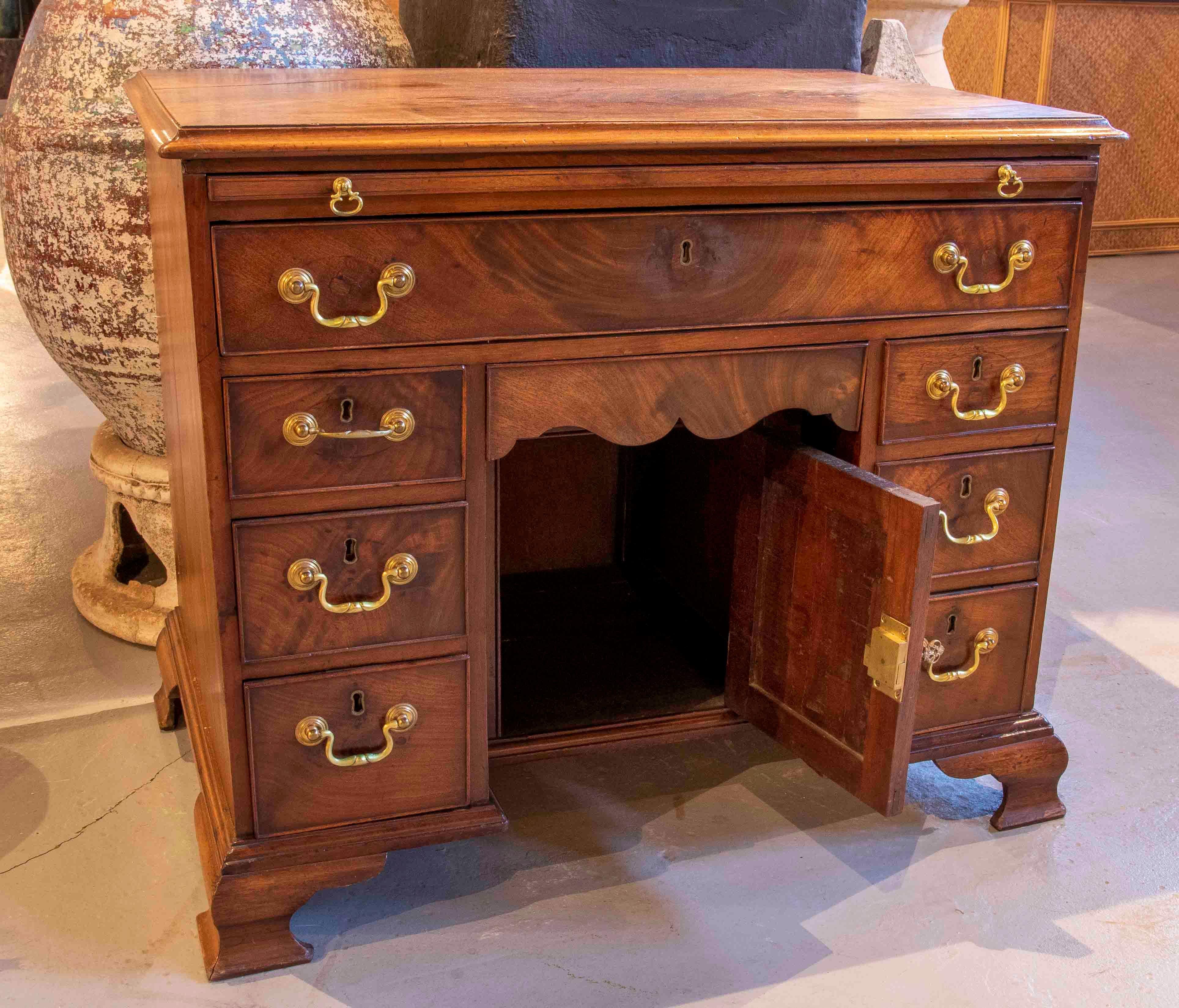 19th Century English Writing Desk with Drawers and Original Bronze Fittings 11