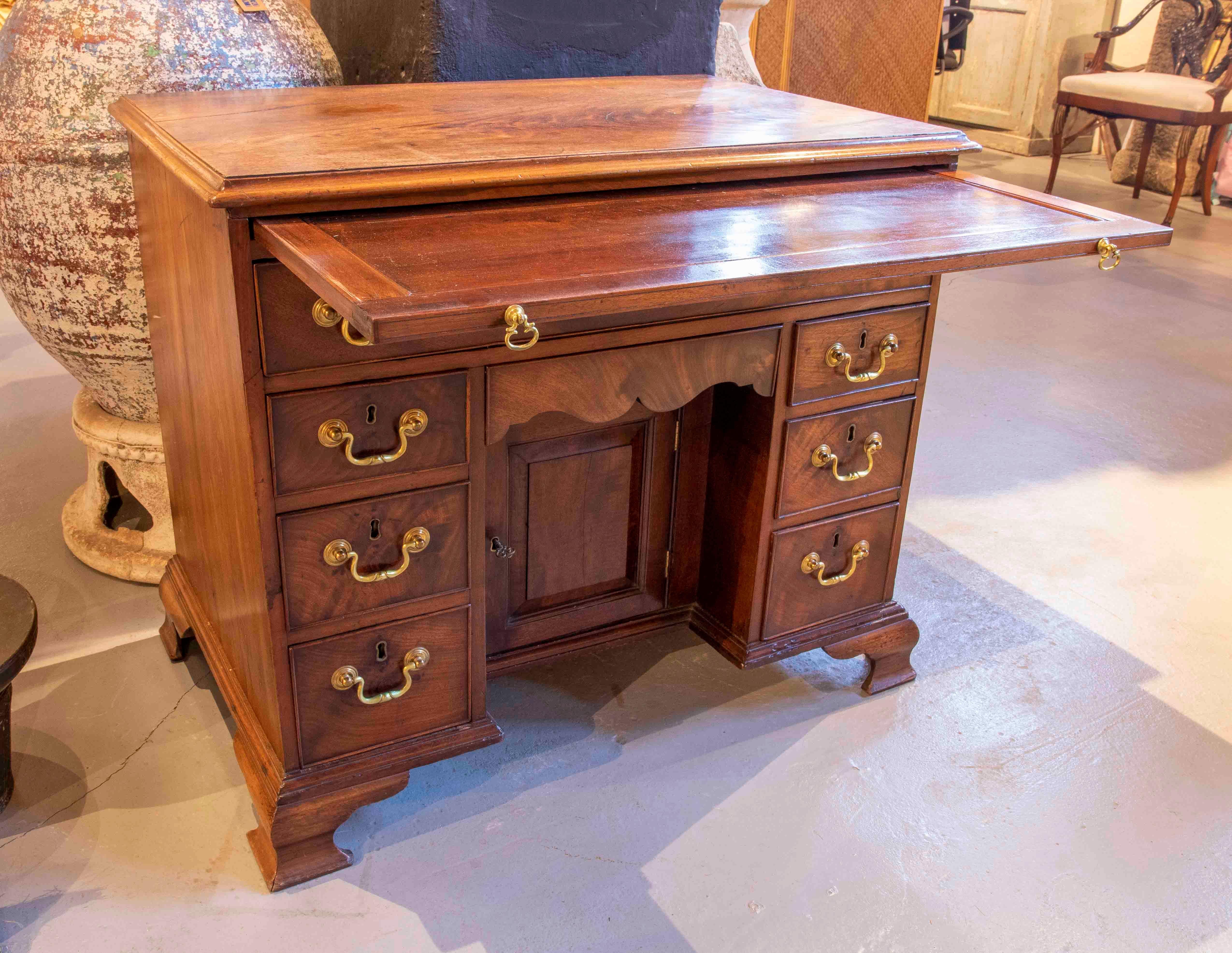 19th Century English Writing Desk with Drawers and Original Bronze Fittings 13