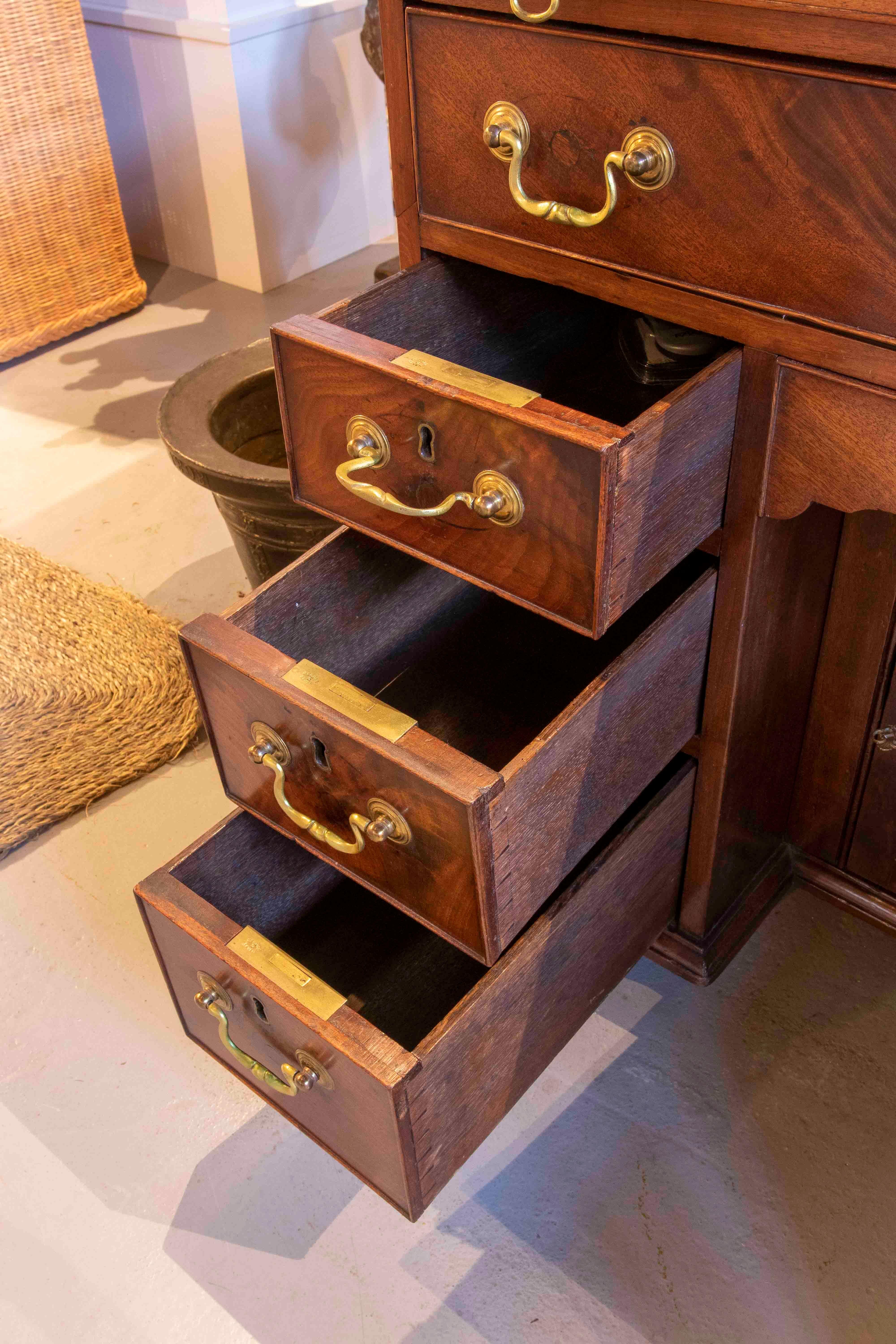 19th Century English Writing Desk with Drawers and Original Bronze Fittings 3