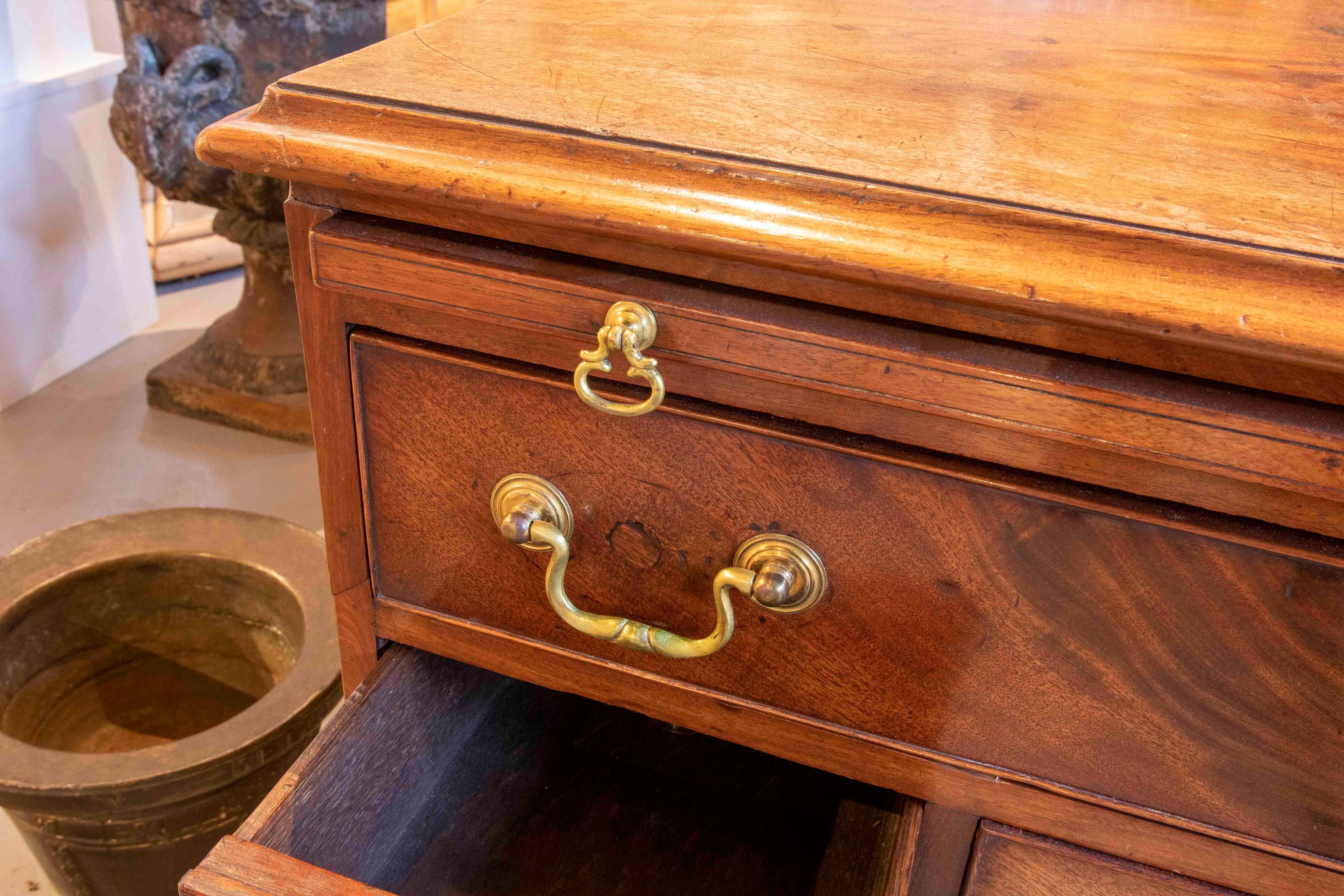 19th Century English Writing Desk with Drawers and Original Bronze Fittings 4