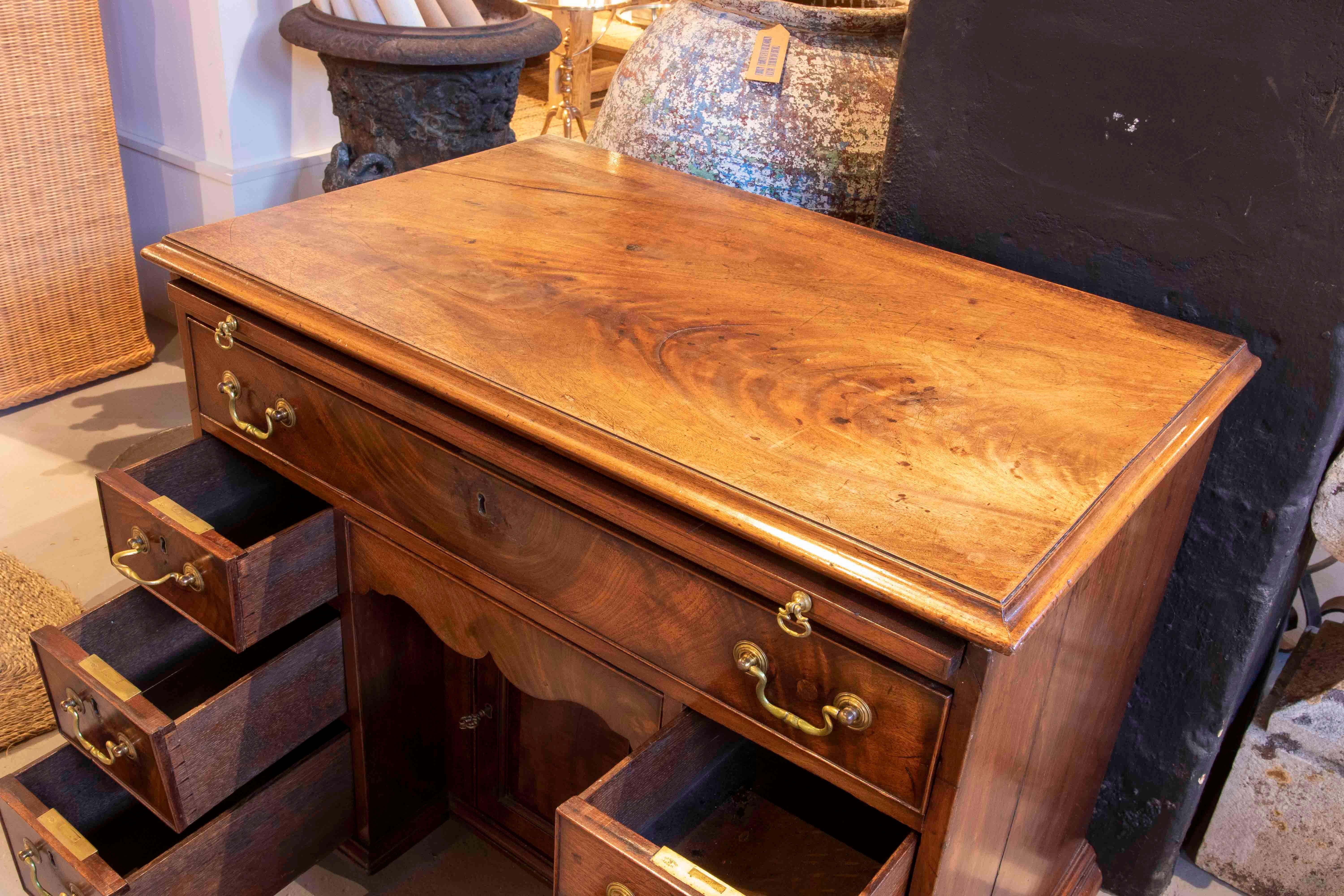 19th Century English Writing Desk with Drawers and Original Bronze Fittings 6