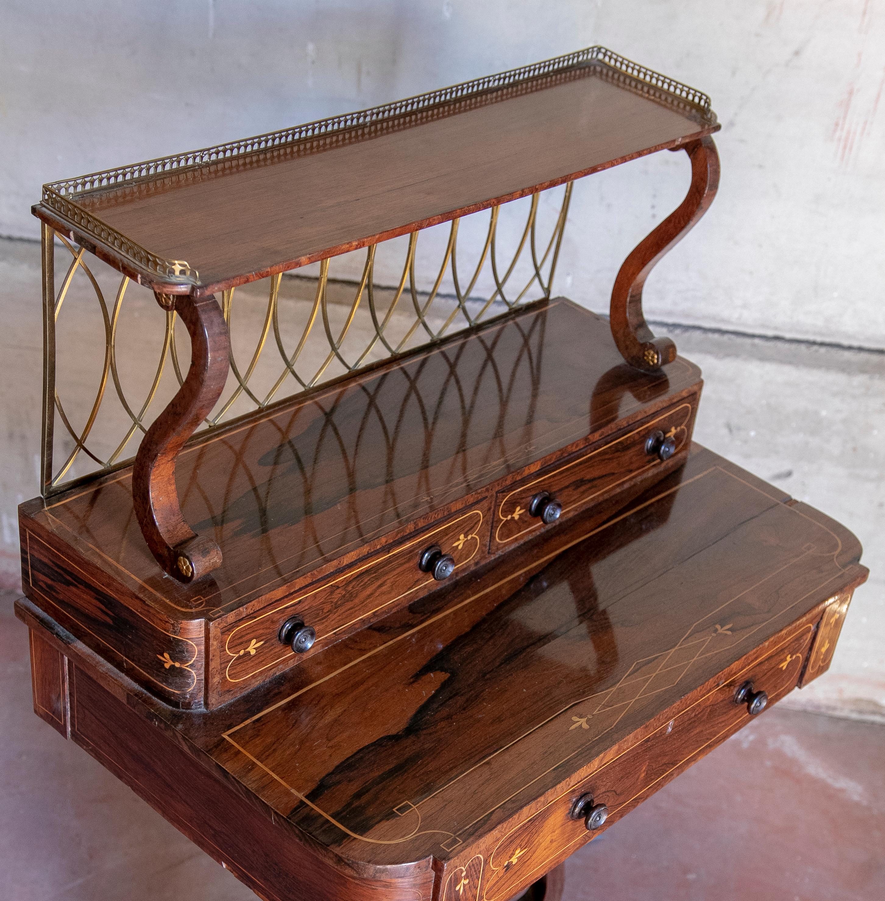 19th Century English Writing Table with Drawers and Bronze Fittings For Sale 14