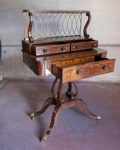 19th Century English Writing Table with Drawers and Bronze Fittings