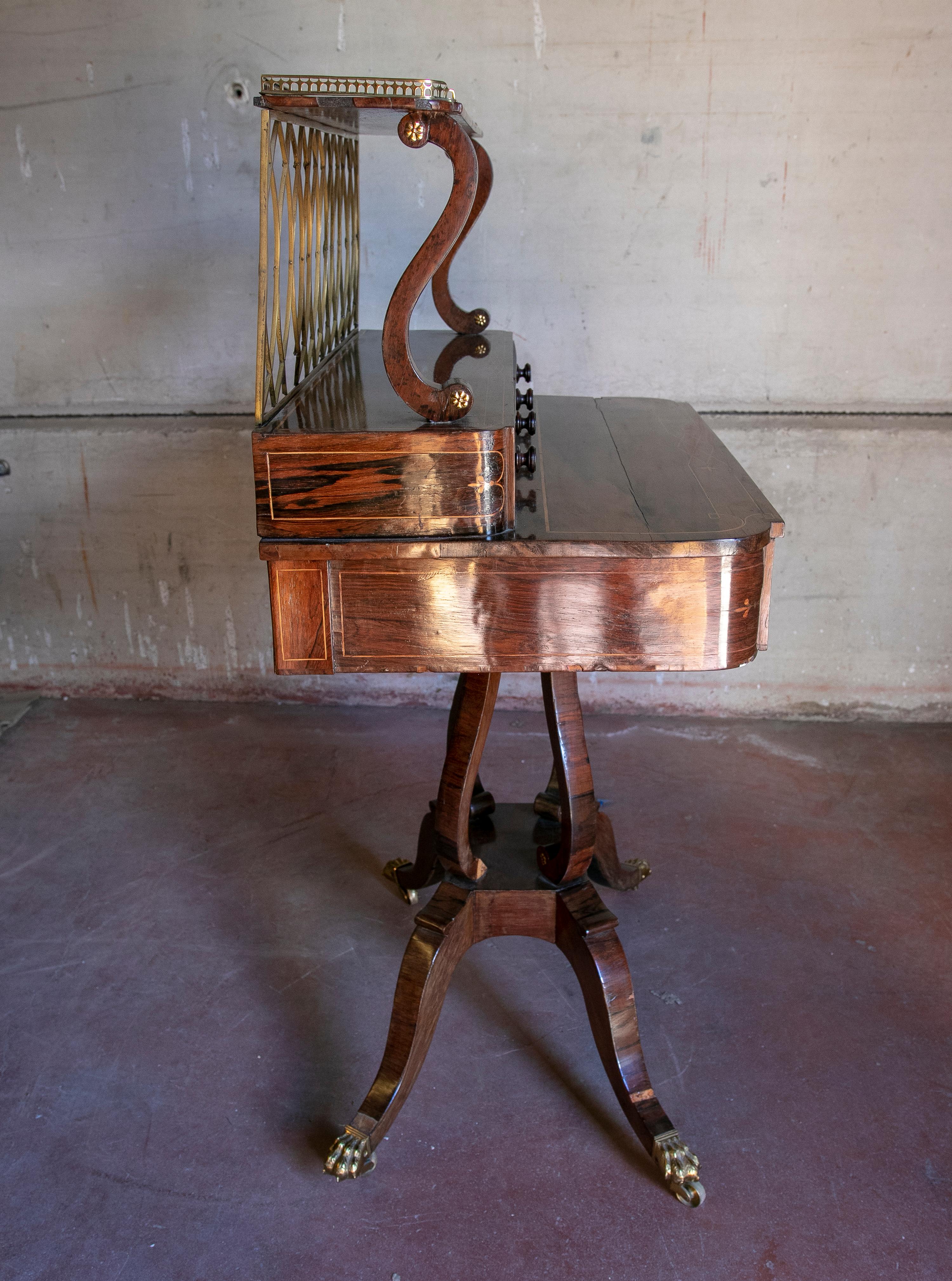 19th Century English Writing Table with Drawers and Bronze Fittings For Sale 4