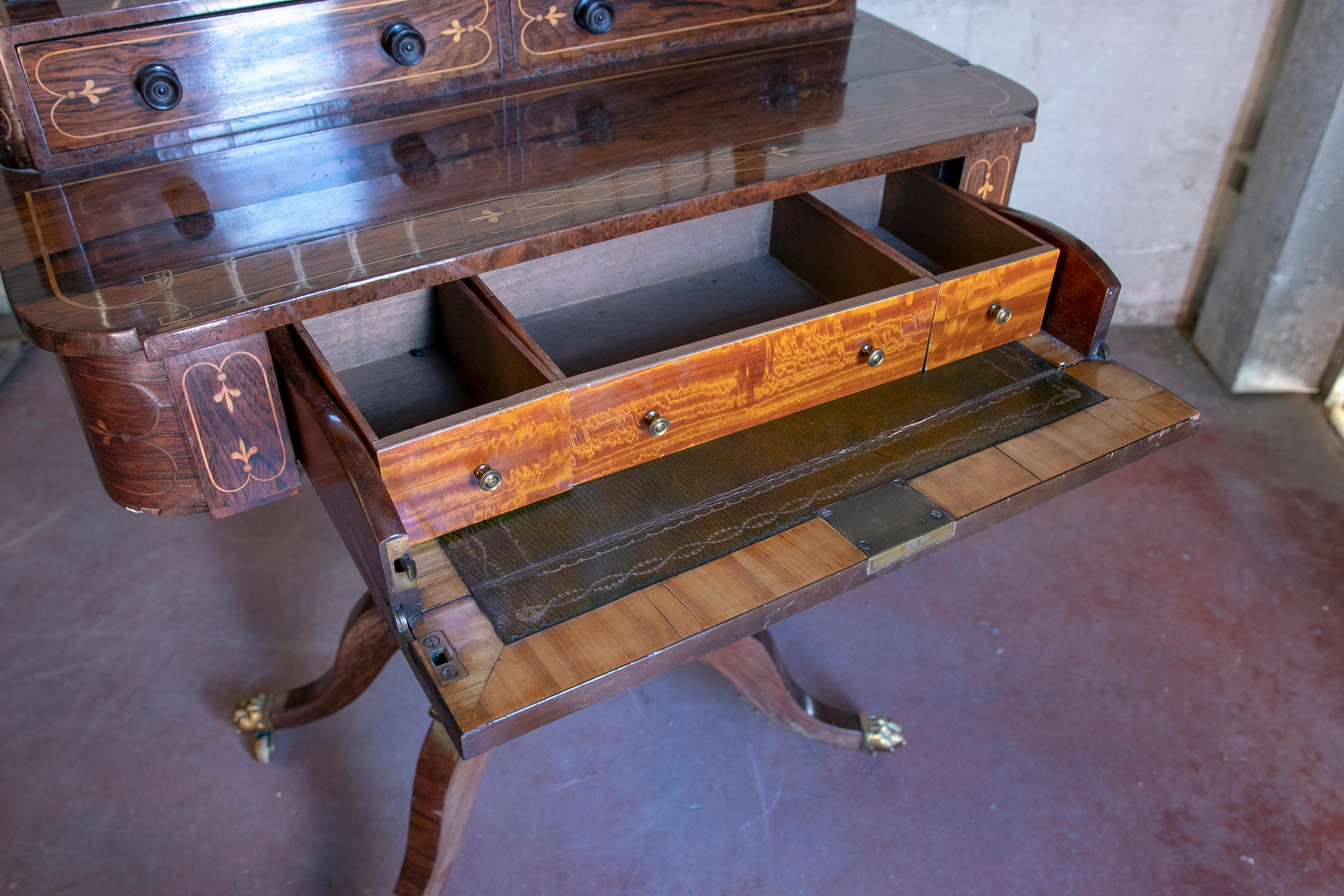 19th Century English Writing Table with Drawers and Bronze Fittings For Sale 5
