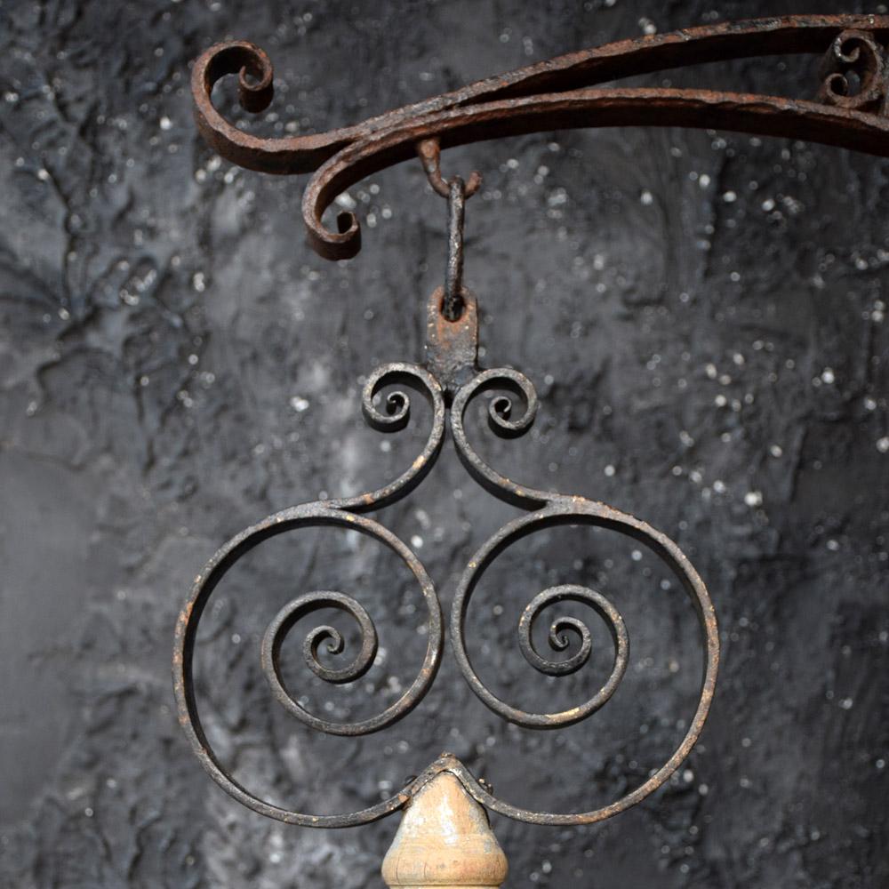 Hand-Crafted 19th Century English Wrought Iron and Carved Wood Locksmiths Trade Sign